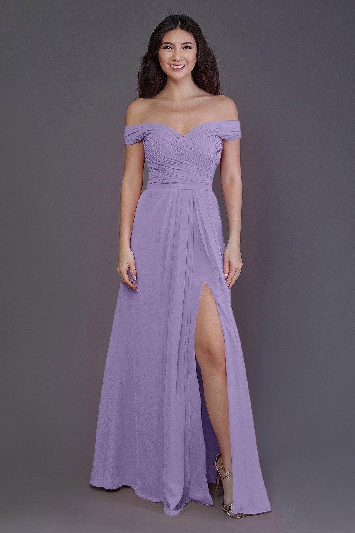 Sheath-Column Floor Length Chiffon Bridesmaid Dress PR3536PS