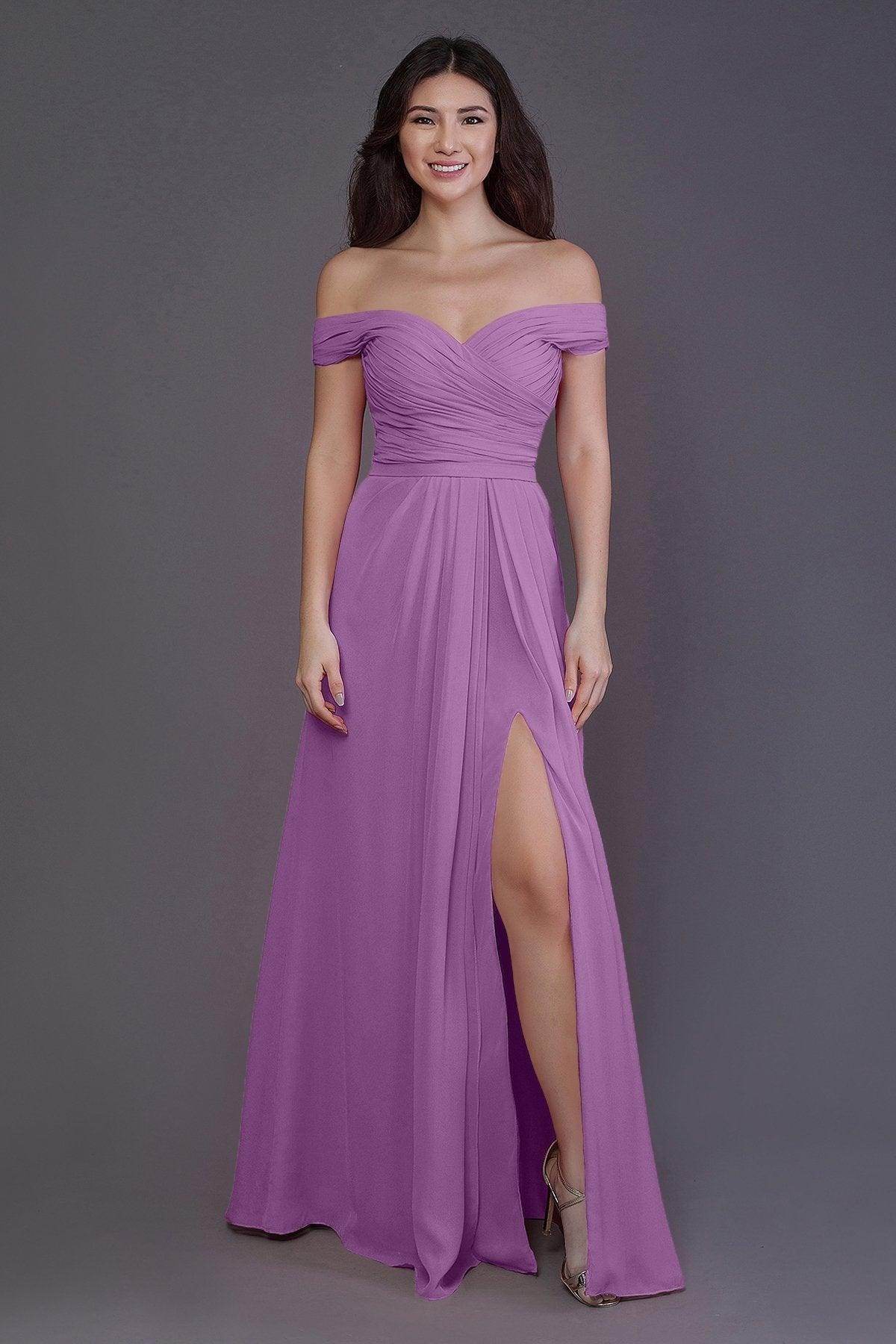 Sheath-Column Floor Length Chiffon Bridesmaid Dress PR3536PS
