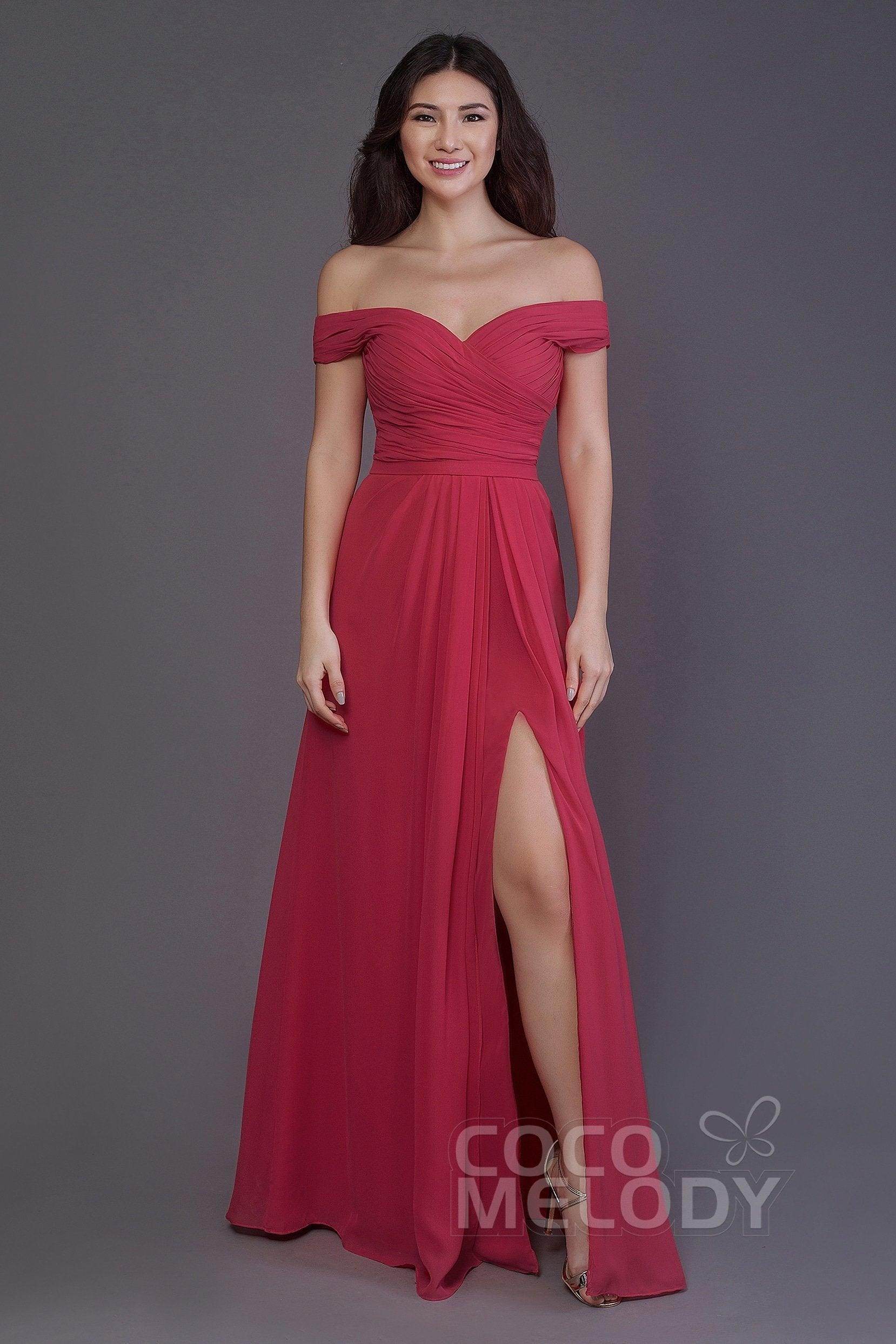 Sheath-Column Floor Length Chiffon Bridesmaid Dress PR3536PS