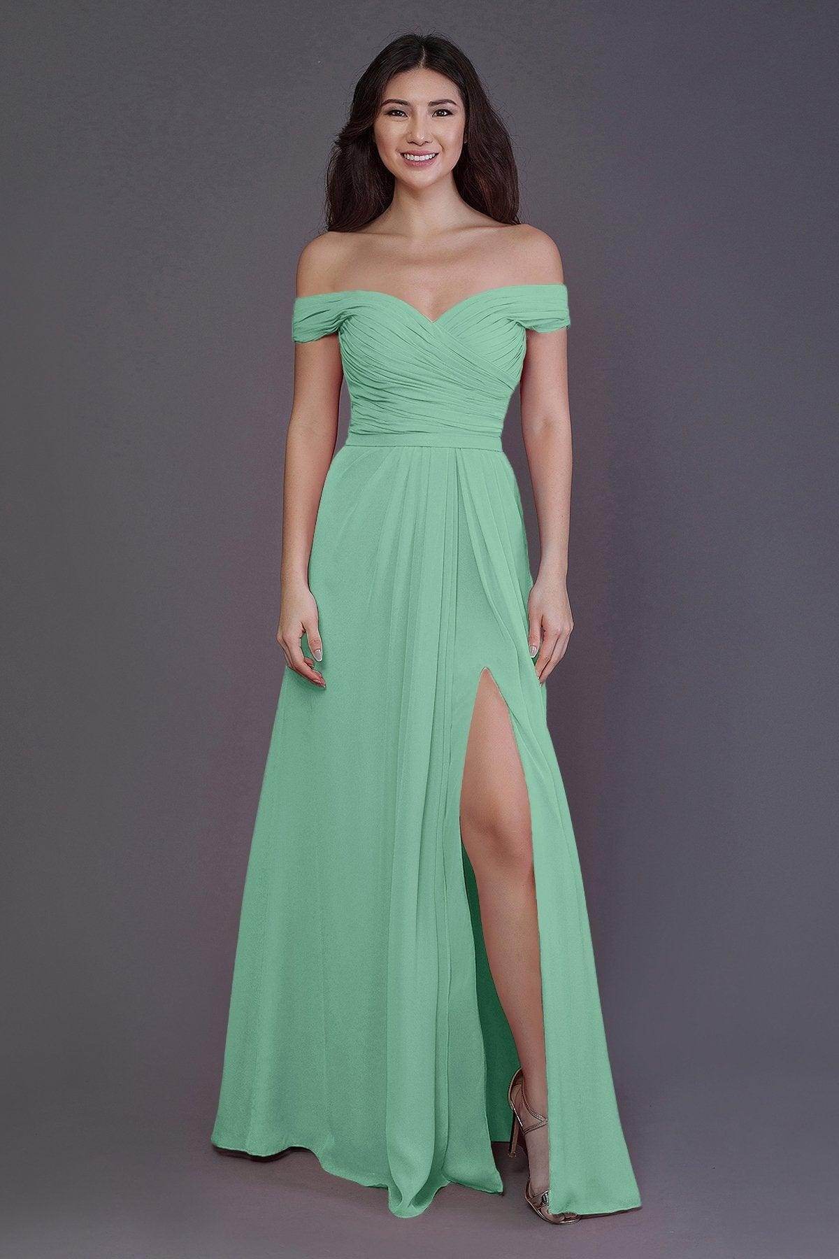 Sheath-Column Floor Length Chiffon Bridesmaid Dress PR3536PS