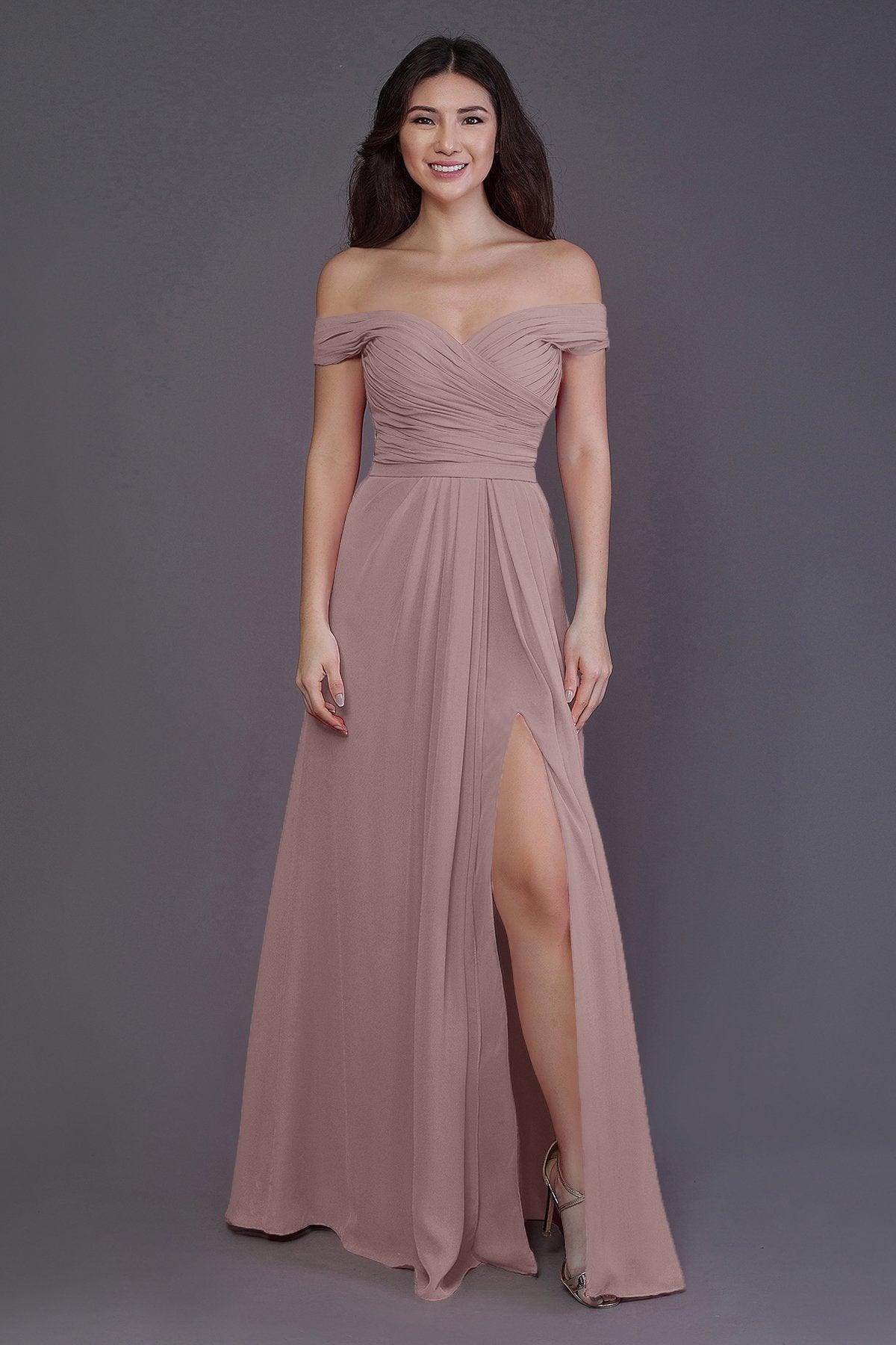 Sheath-Column Floor Length Chiffon Bridesmaid Dress PR3536PS