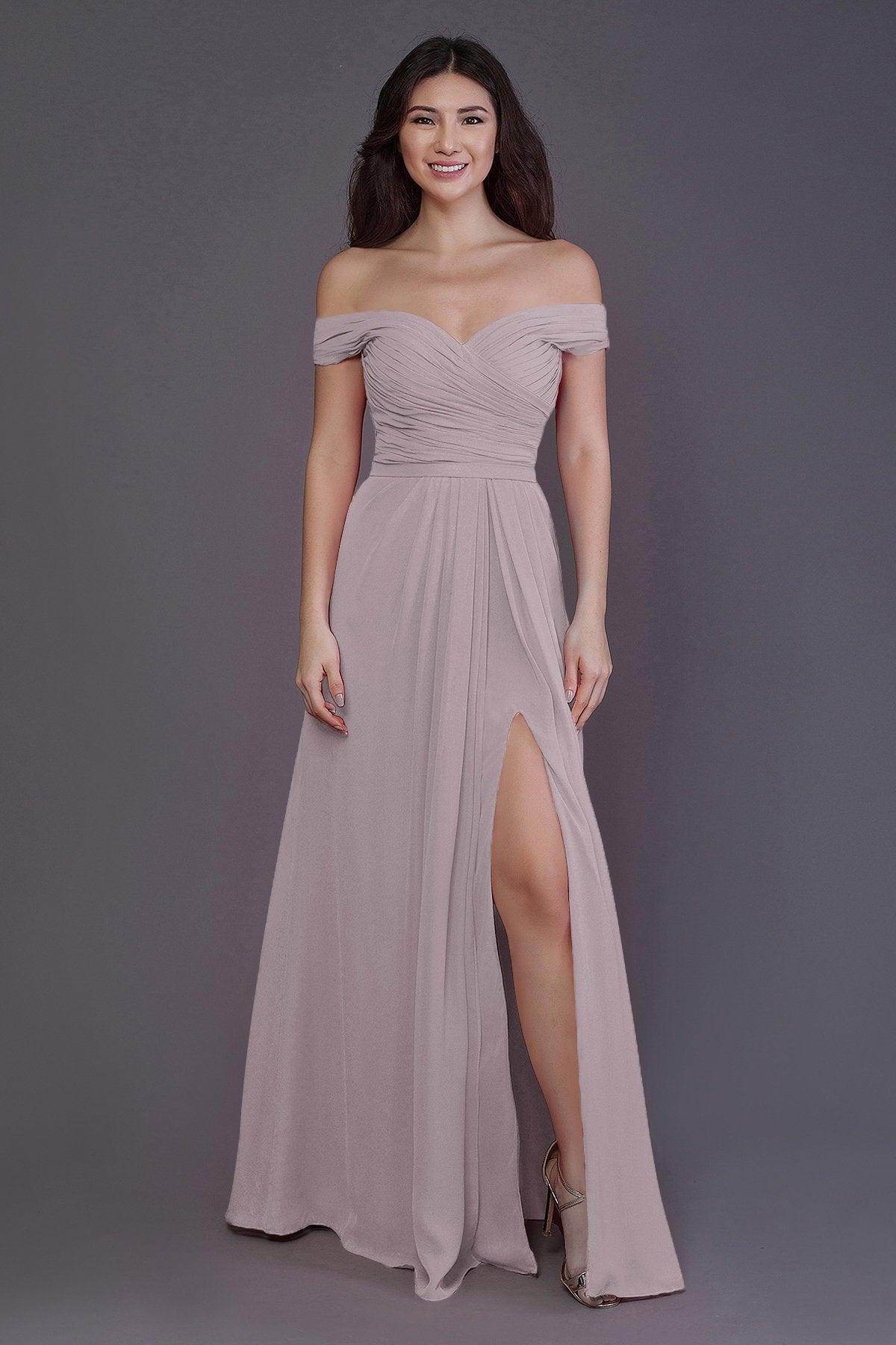 Sheath-Column Floor Length Chiffon Bridesmaid Dress PR3536PS