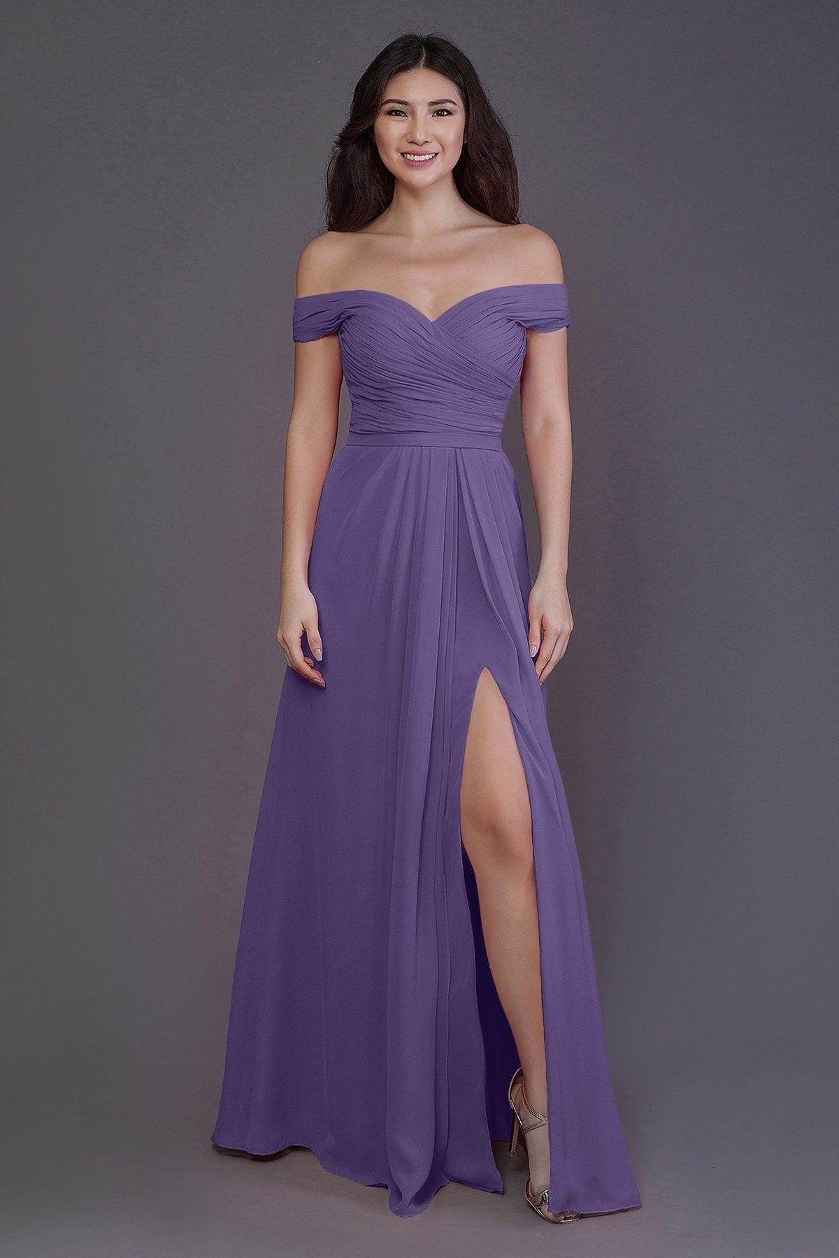 Sheath-Column Floor Length Chiffon Bridesmaid Dress PR3536