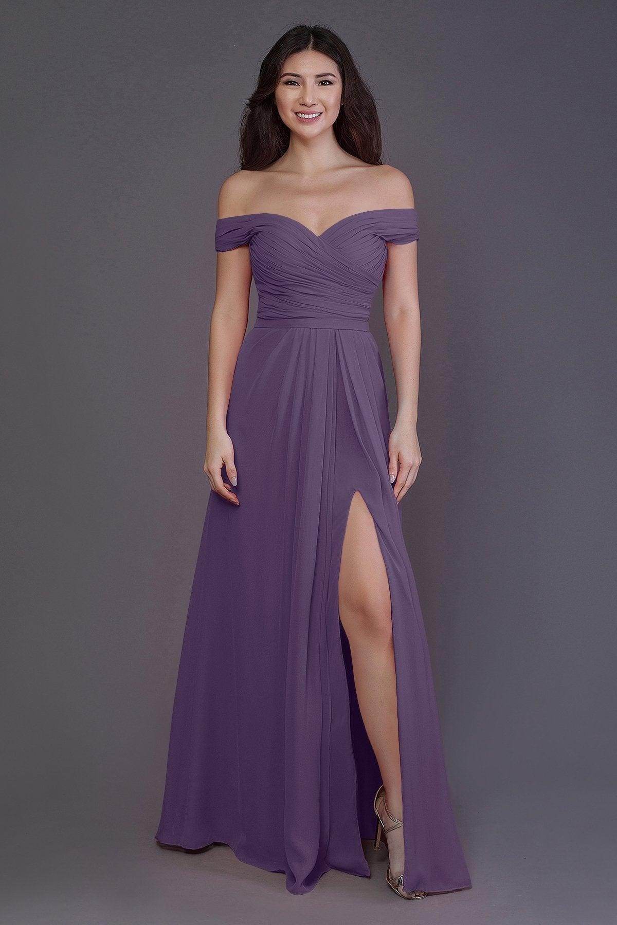 Sheath-Column Floor Length Chiffon Bridesmaid Dress PR3536PS