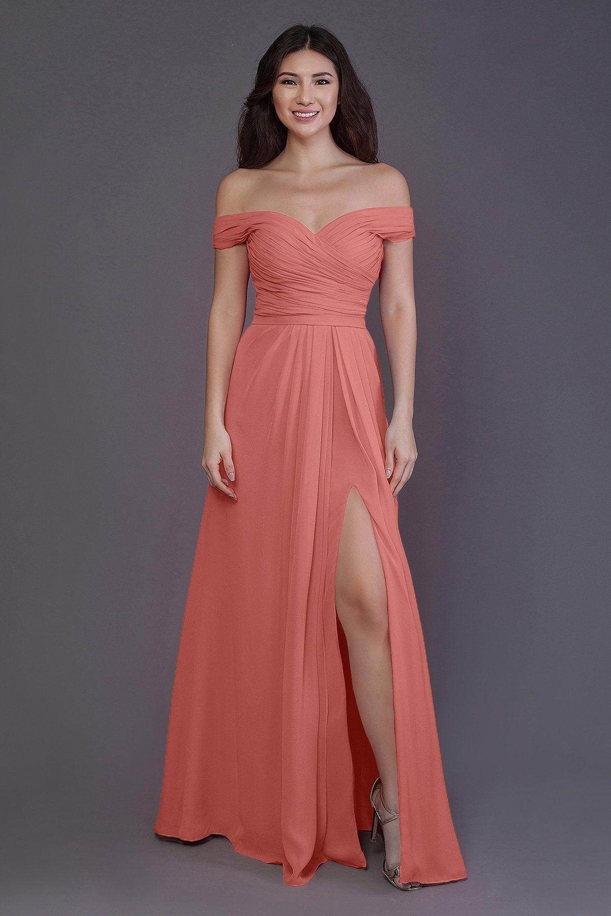 Sheath-Column Floor Length Chiffon Bridesmaid Dress PR3536PS