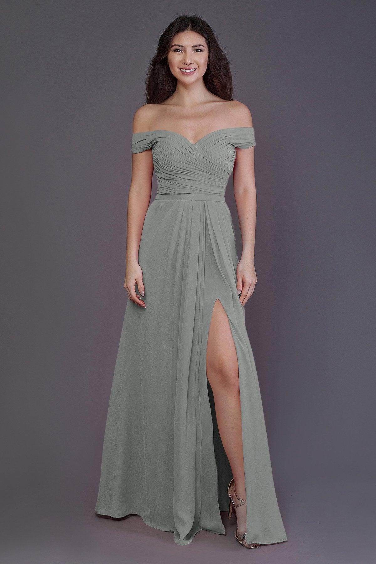 Sheath-Column Floor Length Chiffon Bridesmaid Dress PR3536PS