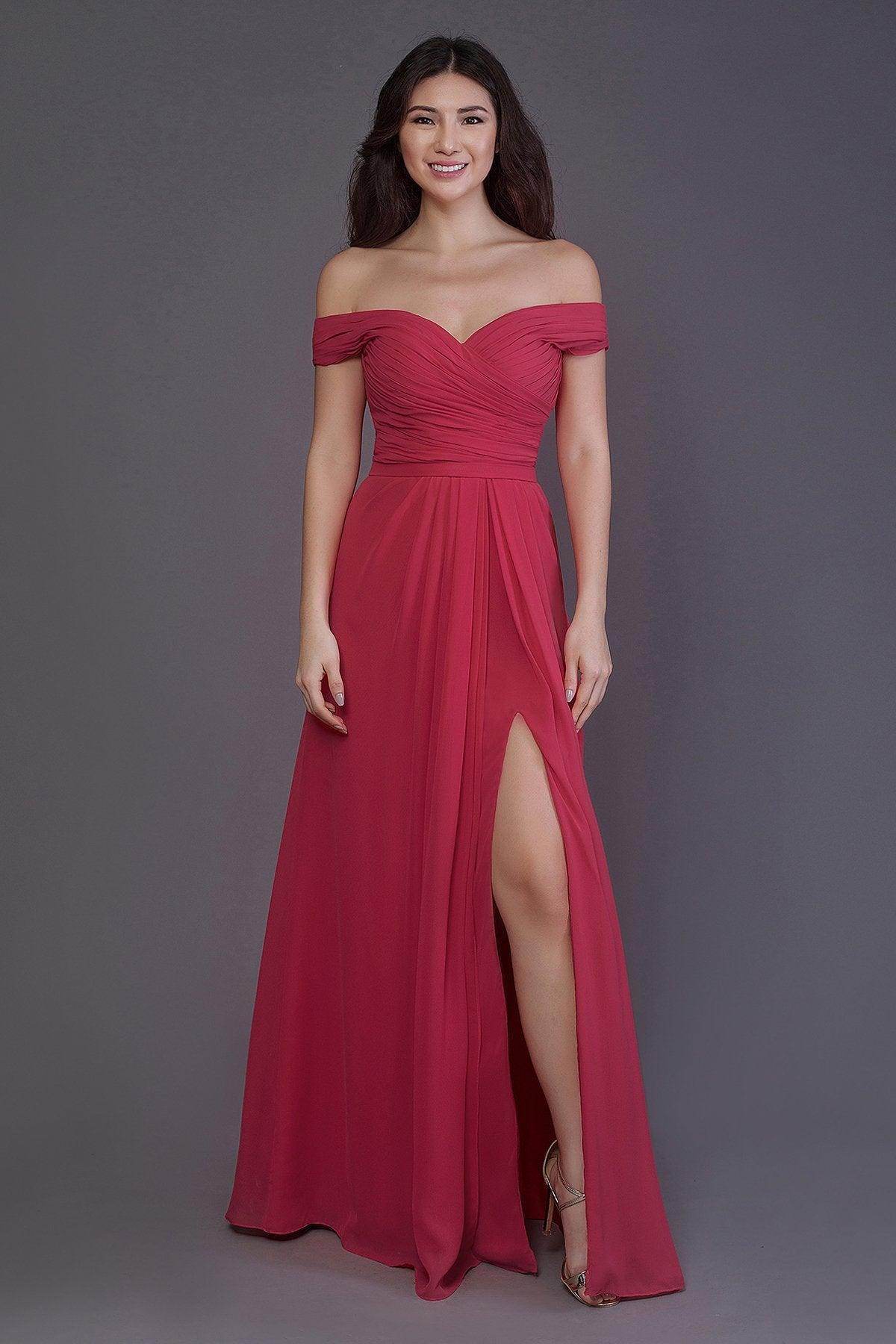 Sheath-Column Floor Length Chiffon Bridesmaid Dress PR3536PS