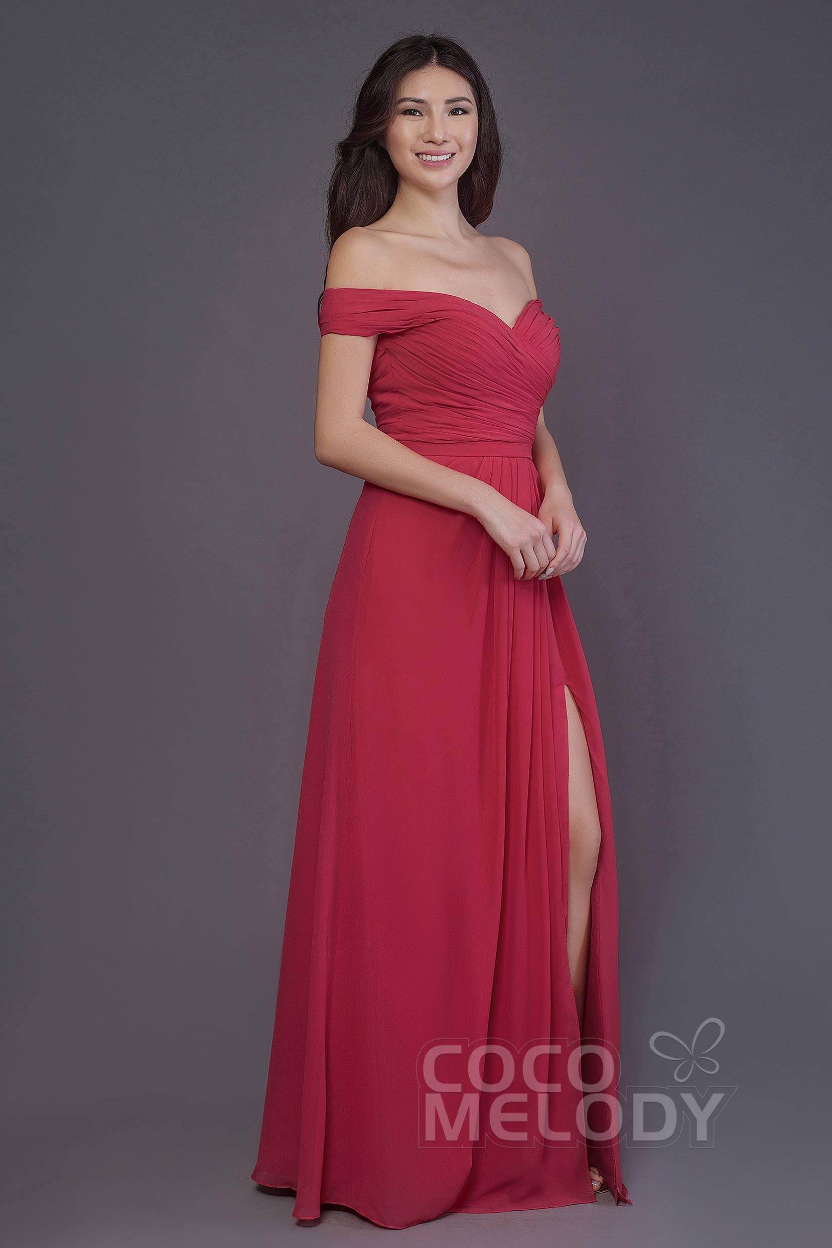Sheath-Column Floor Length Chiffon Bridesmaid Dress PR3536