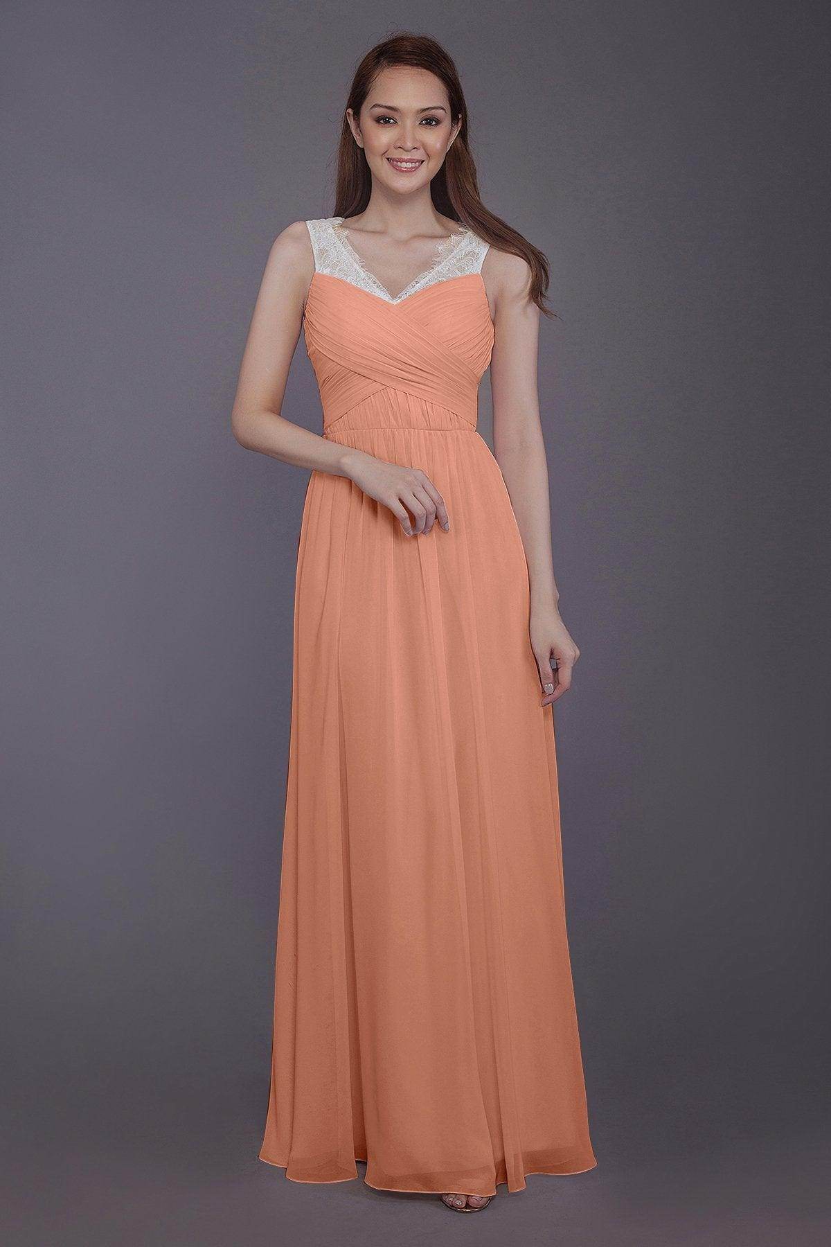 Sheath-Column Floor Length Chiffon Bridesmaid Dress PR3542