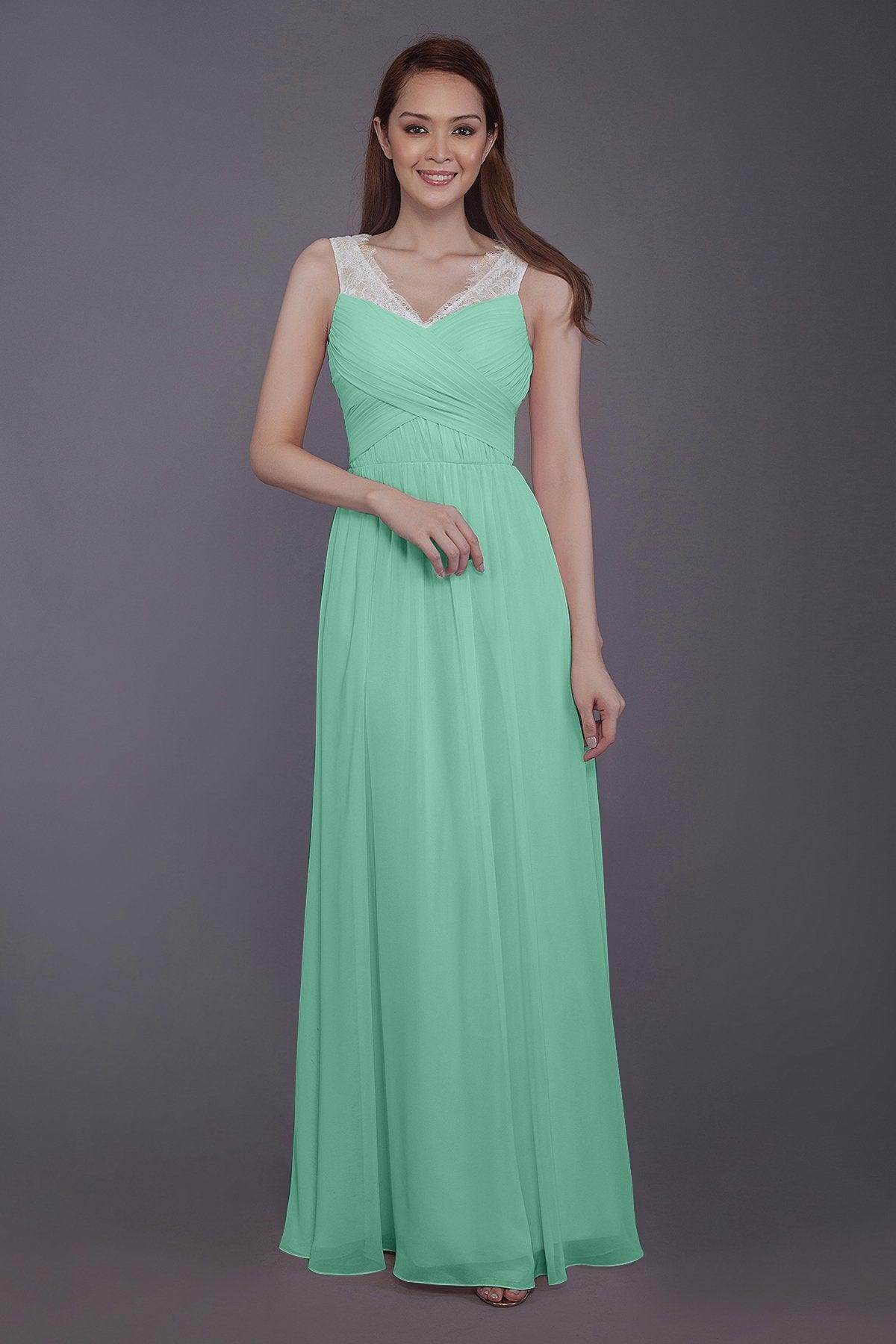 Sheath-Column Floor Length Chiffon Bridesmaid Dress PR3542
