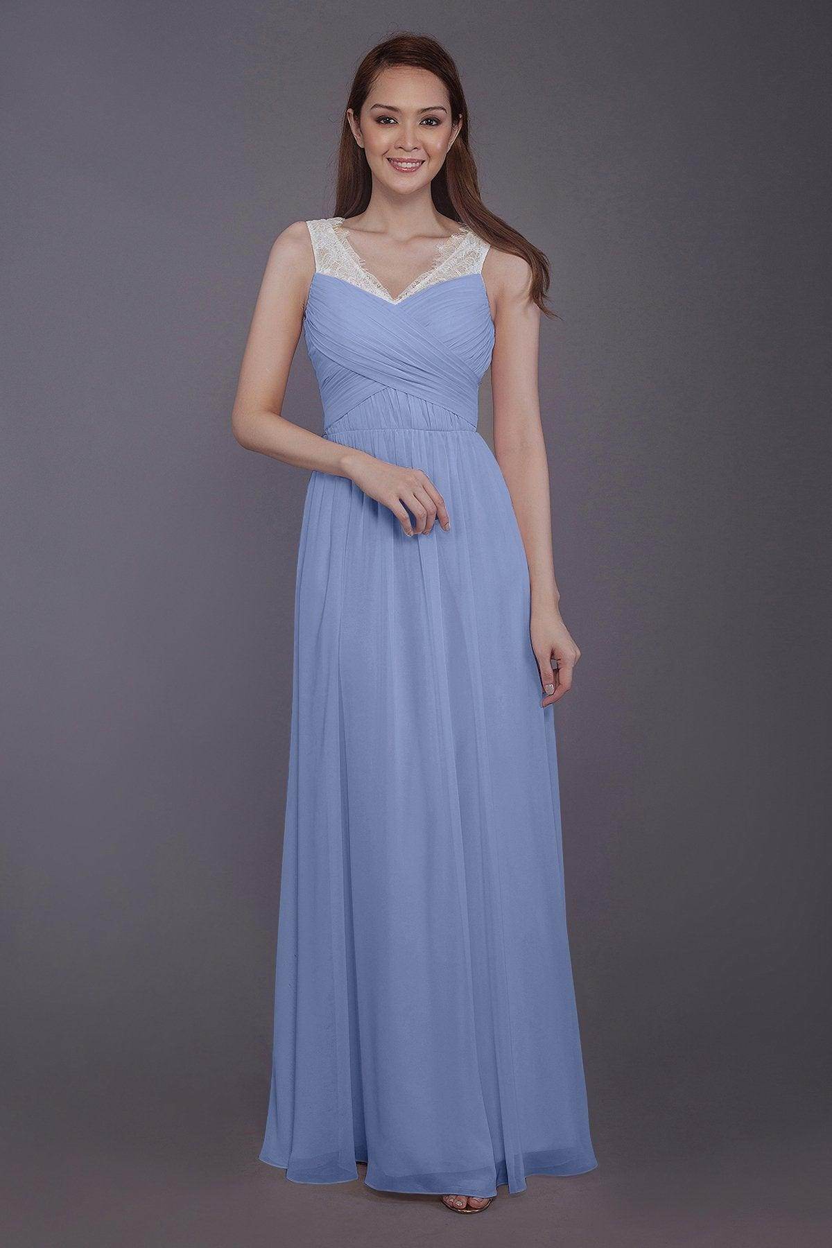 Sheath-Column Floor Length Chiffon Bridesmaid Dress PR3542