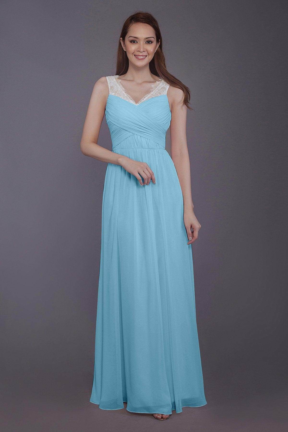 Sheath-Column Floor Length Chiffon Bridesmaid Dress PR3542