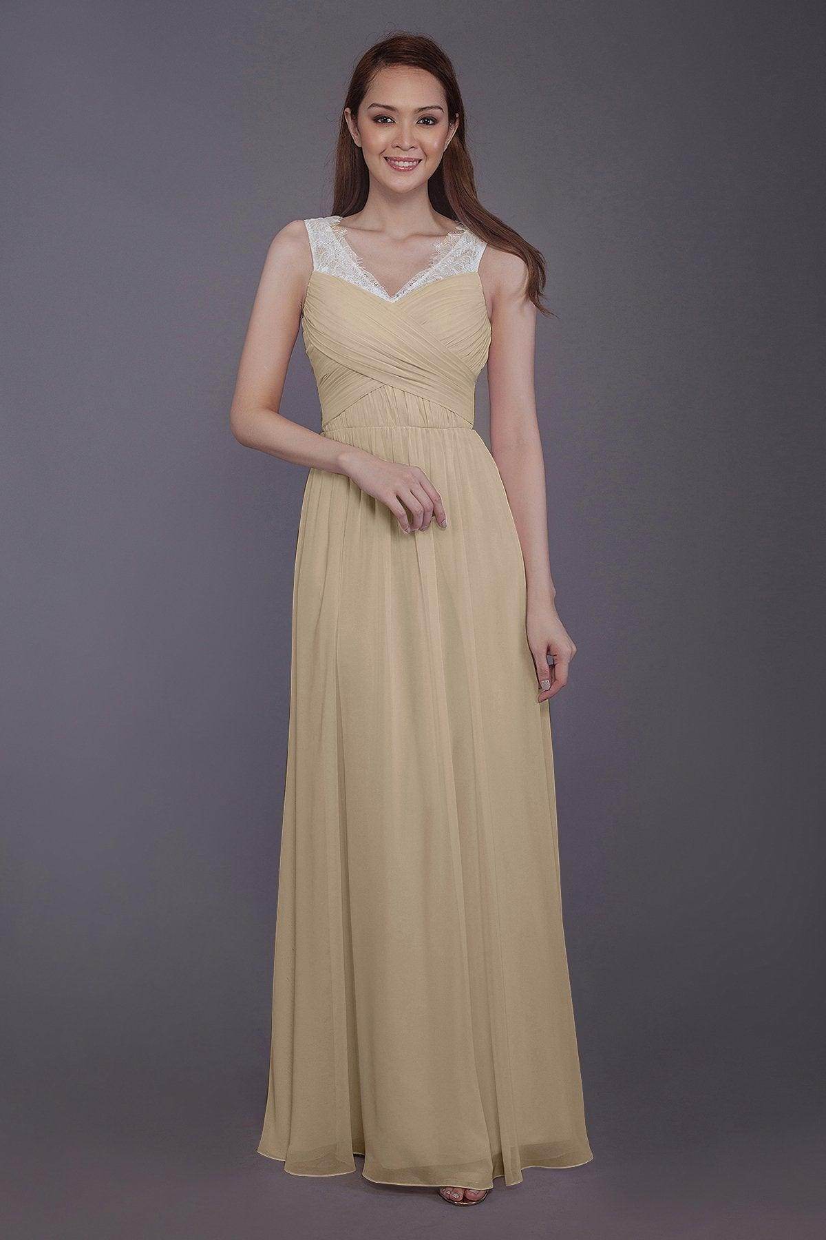 Sheath-Column Floor Length Chiffon Bridesmaid Dress PR3542