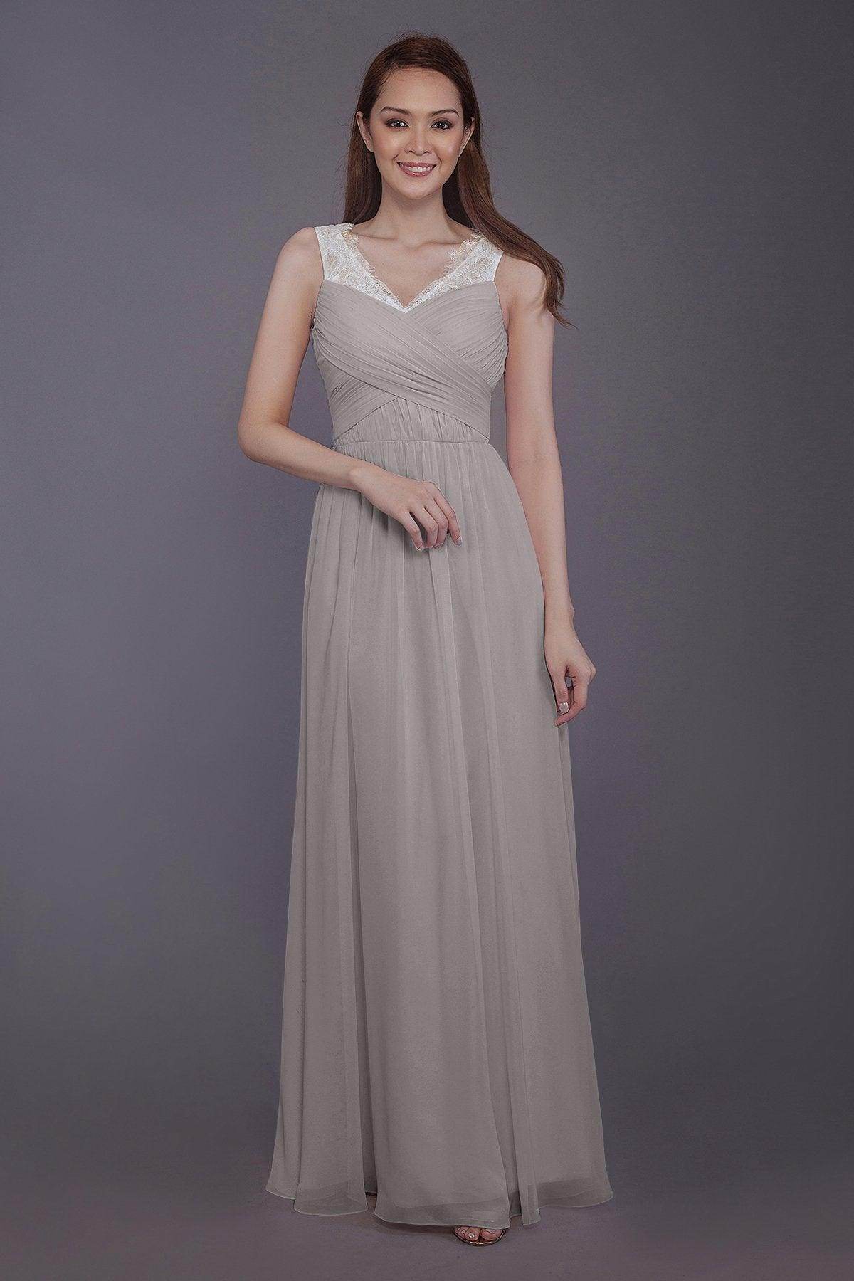 Sheath-Column Floor Length Chiffon Bridesmaid Dress PR3542