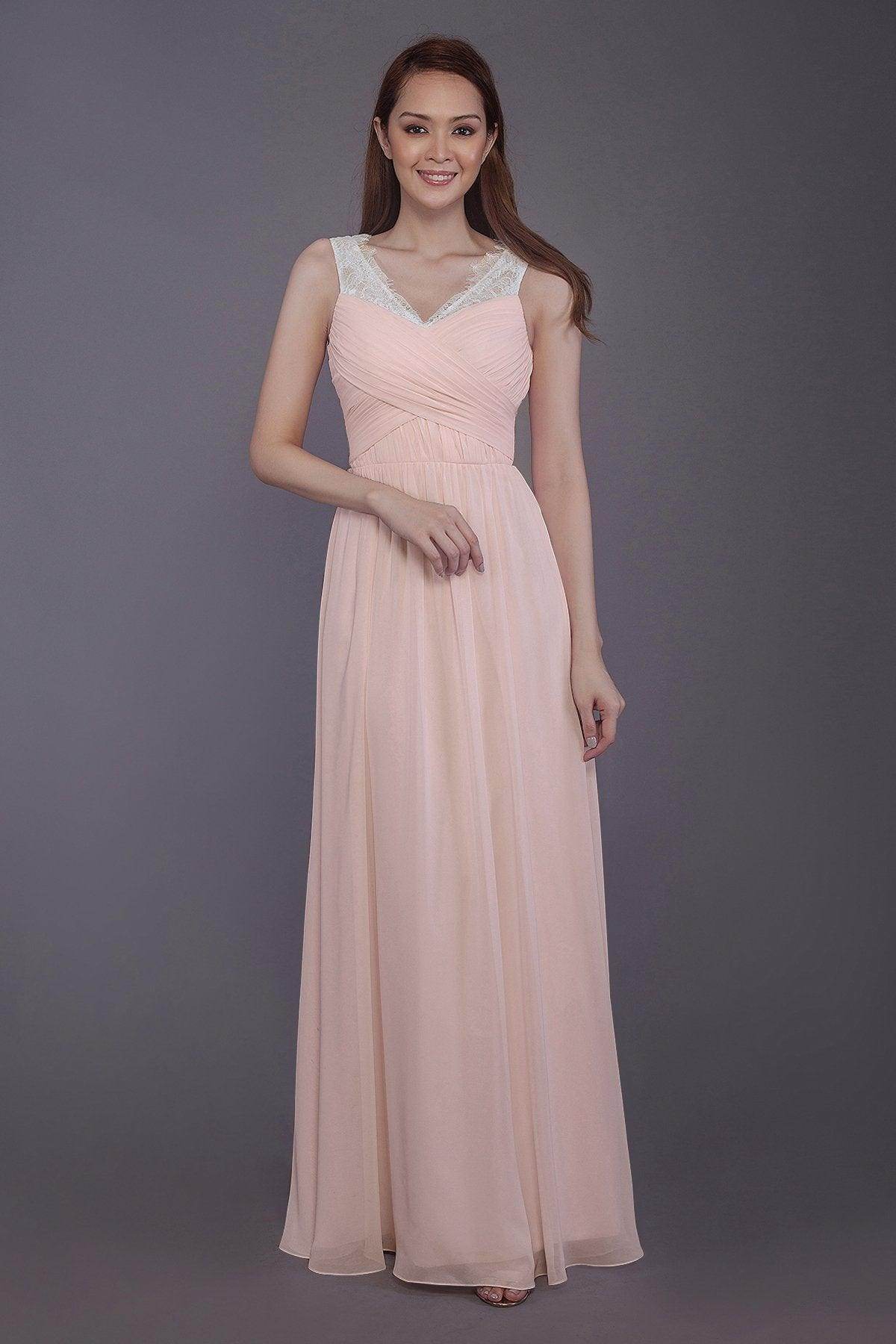 Sheath-Column Floor Length Chiffon Bridesmaid Dress PR3542