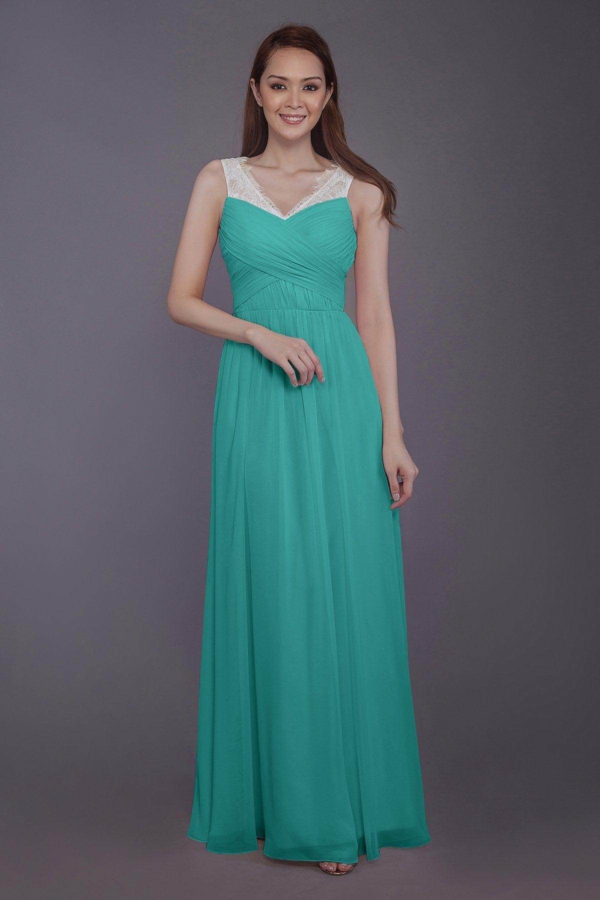 Sheath-Column Floor Length Chiffon Bridesmaid Dress PR3542