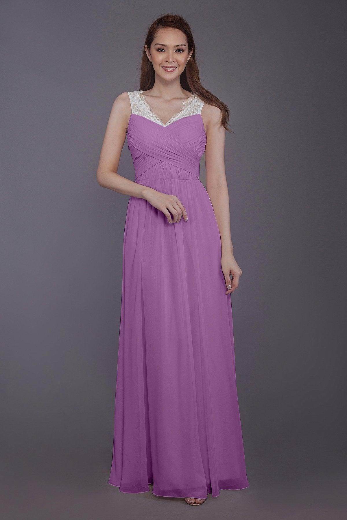 Sheath-Column Floor Length Chiffon Bridesmaid Dress PR3542