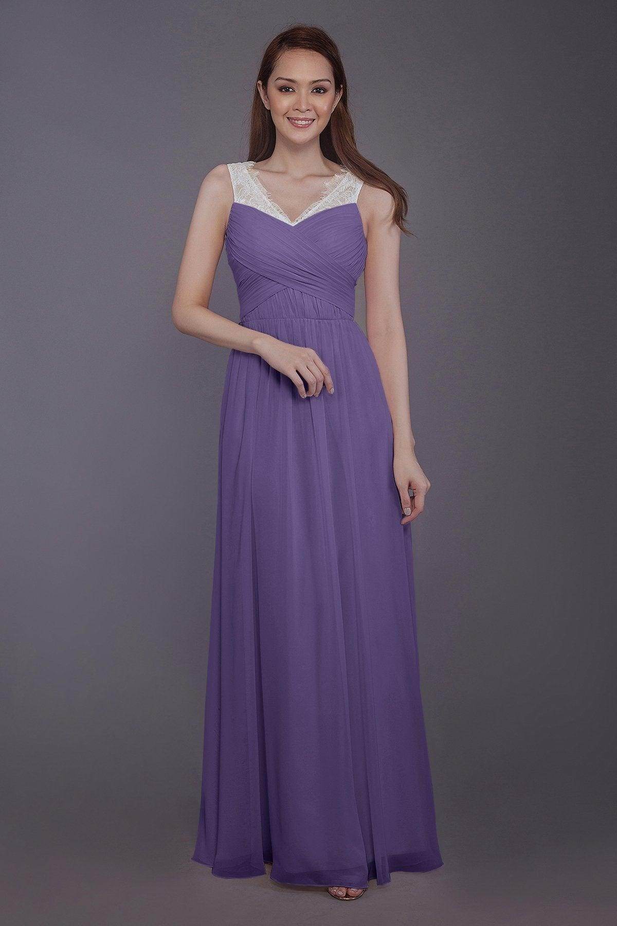 Sheath-Column Floor Length Chiffon Bridesmaid Dress PR3542