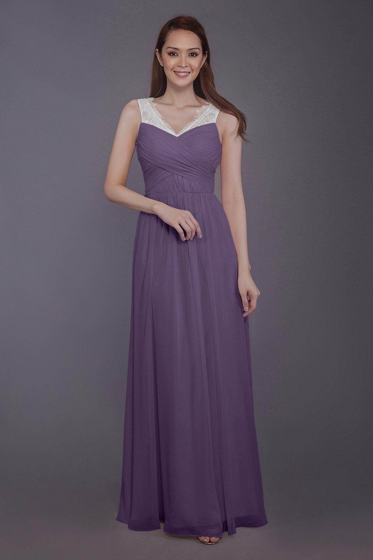 Sheath-Column Floor Length Chiffon Bridesmaid Dress PR3542