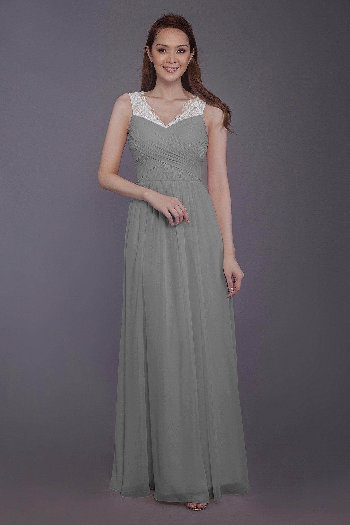 Sheath-Column Floor Length Chiffon Bridesmaid Dress PR3542