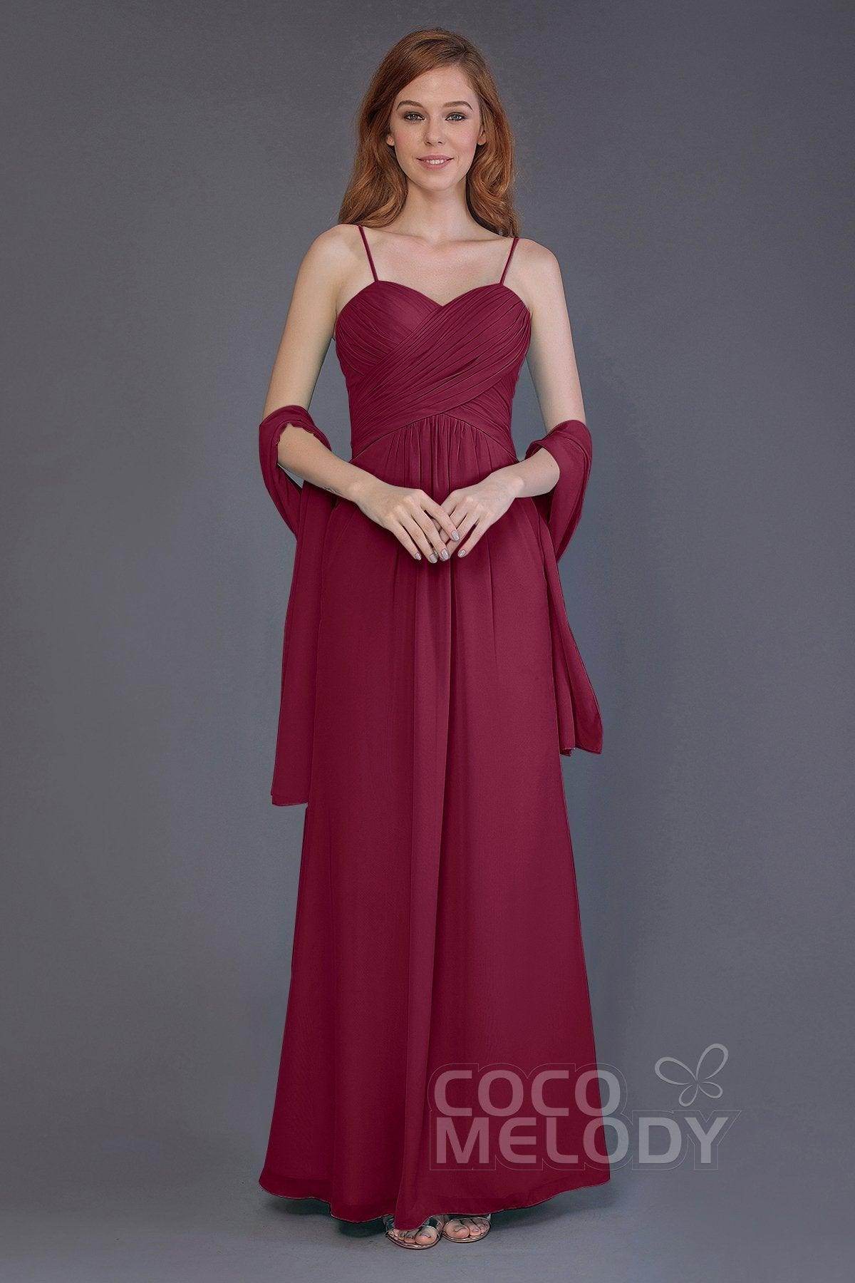 Sheath-Column Floor Length Chiffon Bridesmaid Dress PR3544