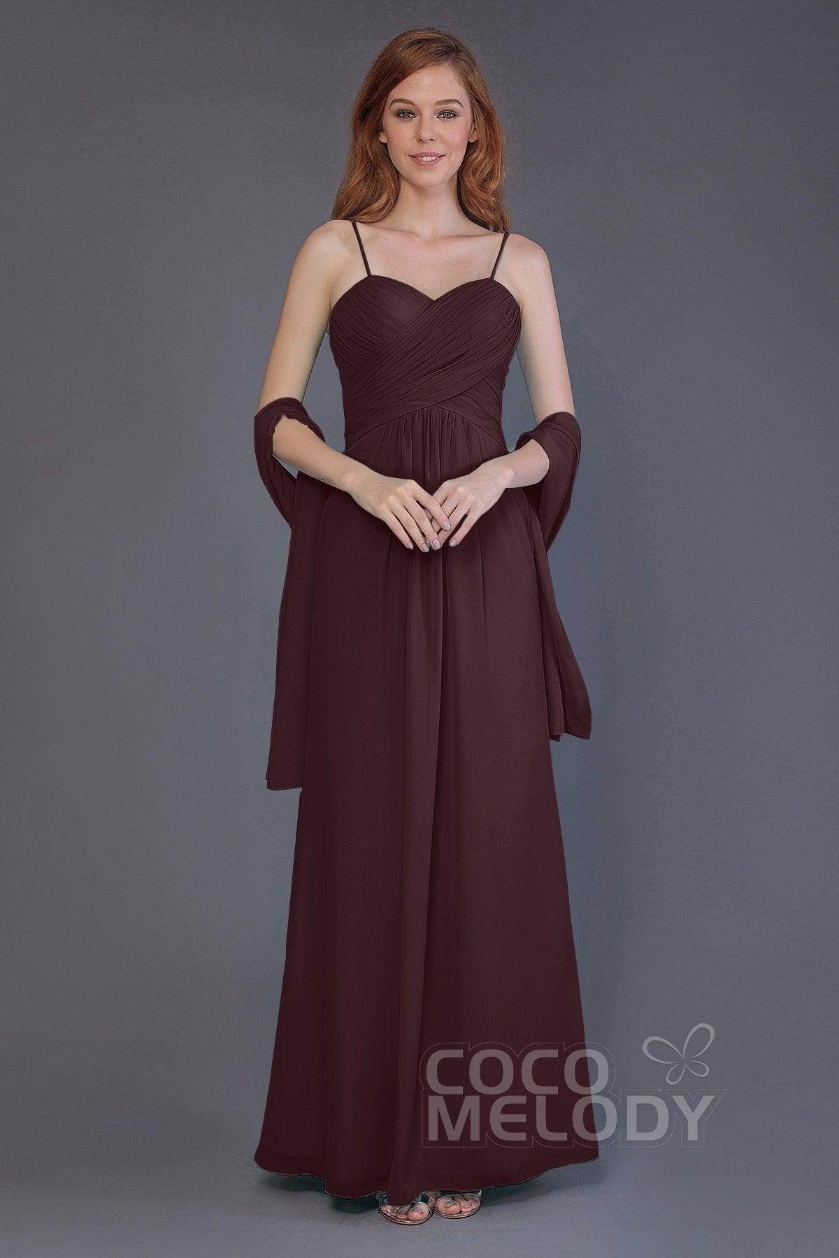 Sheath-Column Floor Length Chiffon Bridesmaid Dress PR3544