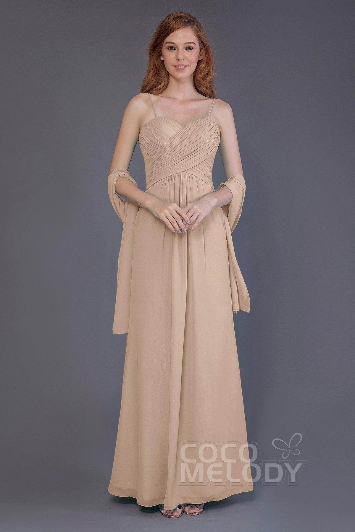Sheath-Column Floor Length Chiffon Bridesmaid Dress PR3544