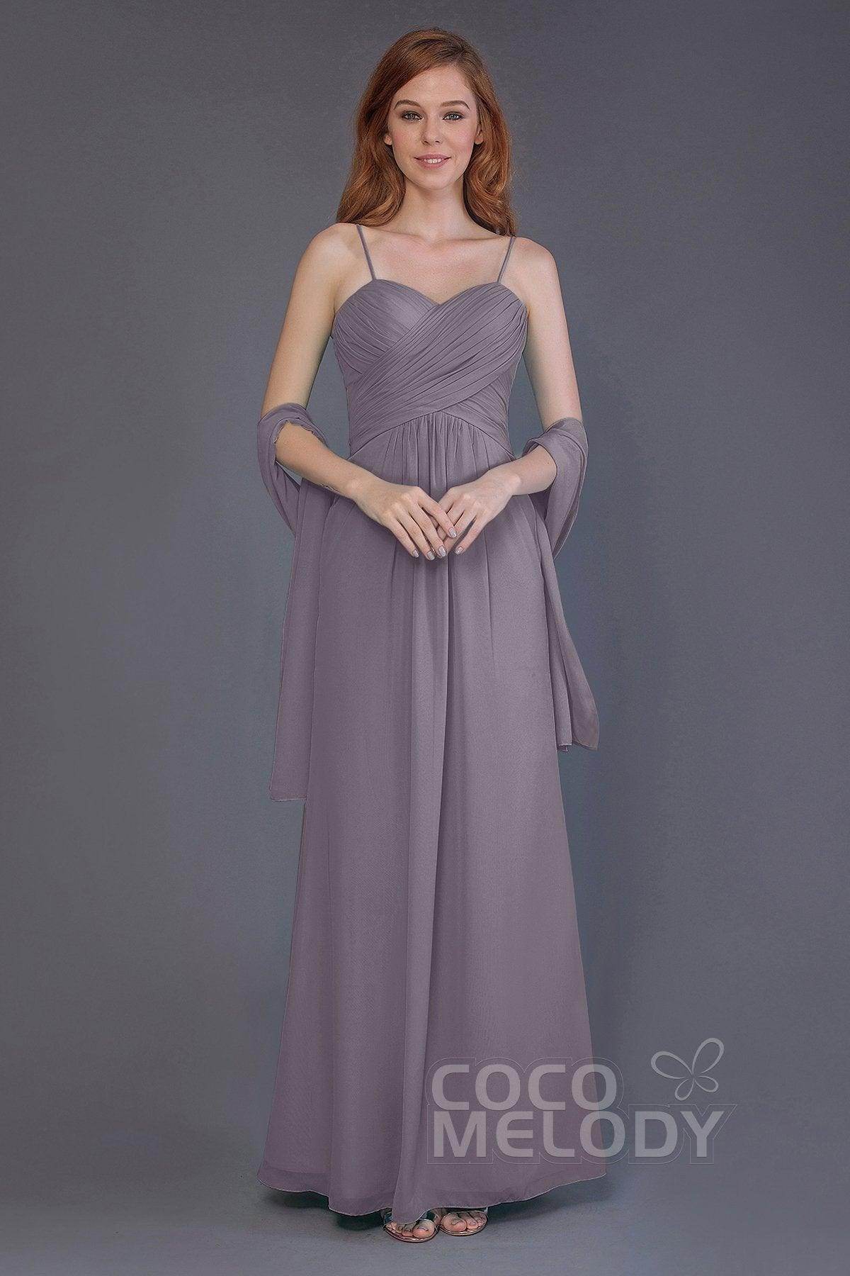 Sheath-Column Floor Length Chiffon Bridesmaid Dress PR3544