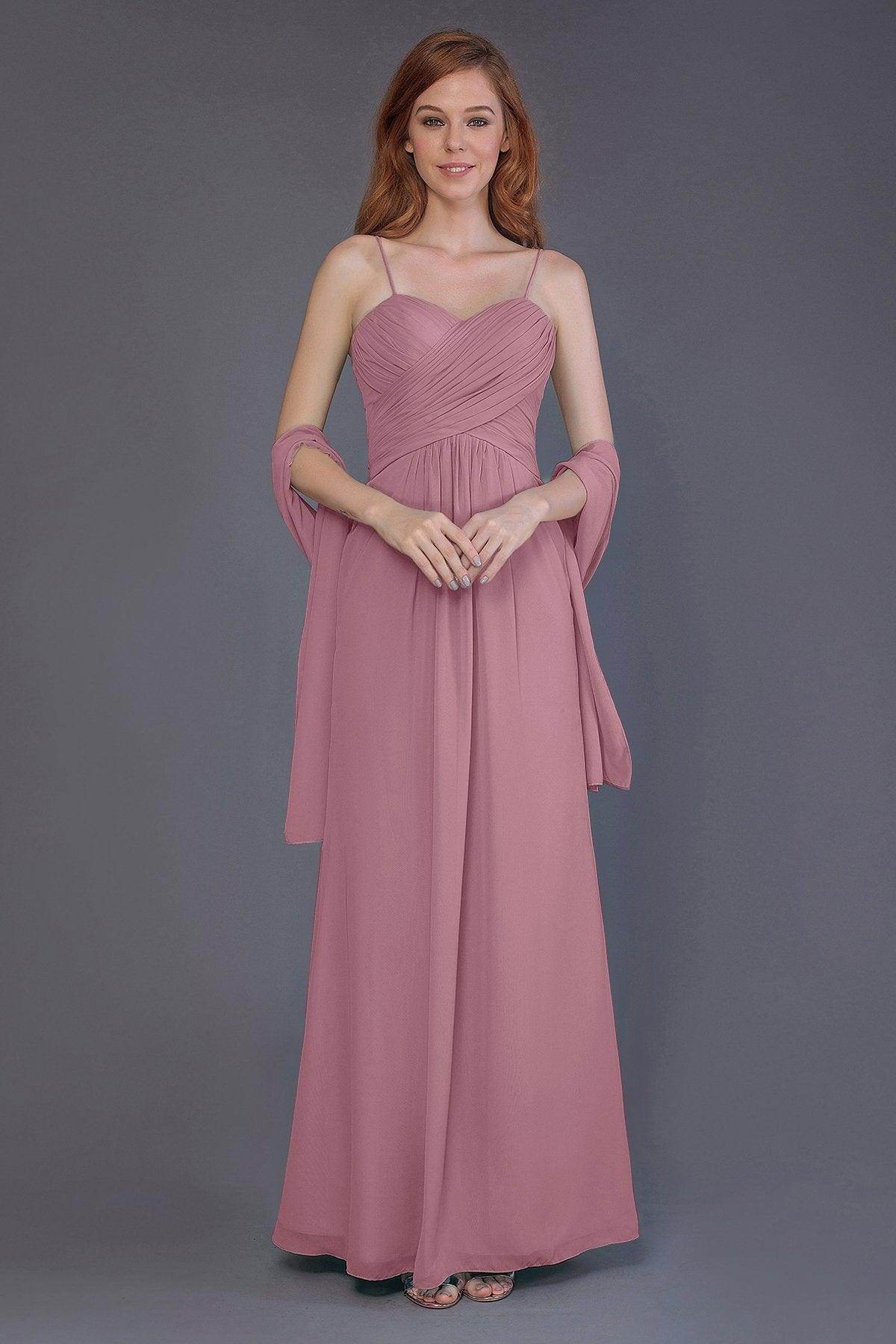 Sheath-Column Floor Length Chiffon Bridesmaid Dress PR3544