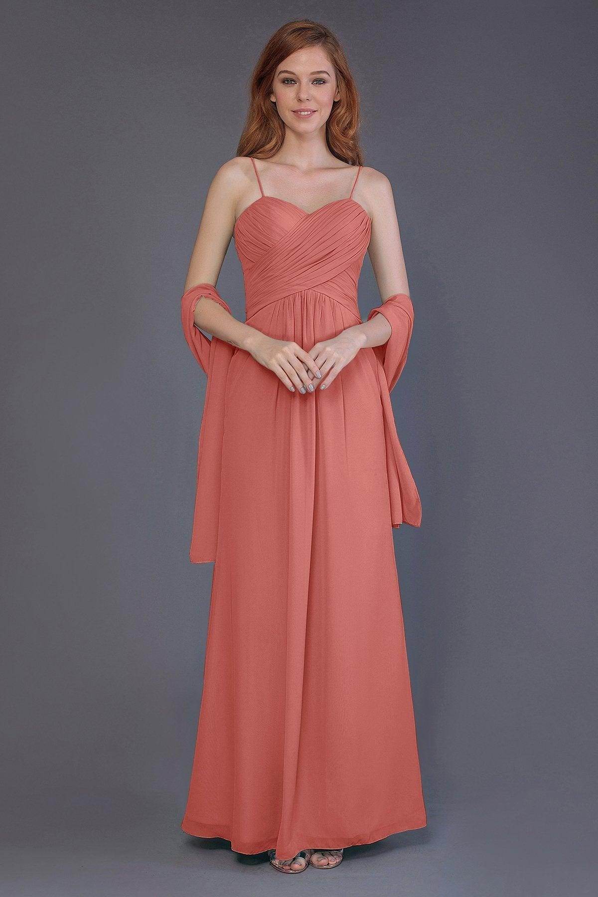 Sheath-Column Floor Length Chiffon Bridesmaid Dress PR3544