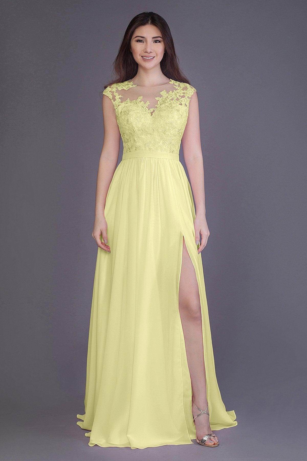 Sheath Floor Length Chiffon and Lace Bridesmaid Dress PR3554PS