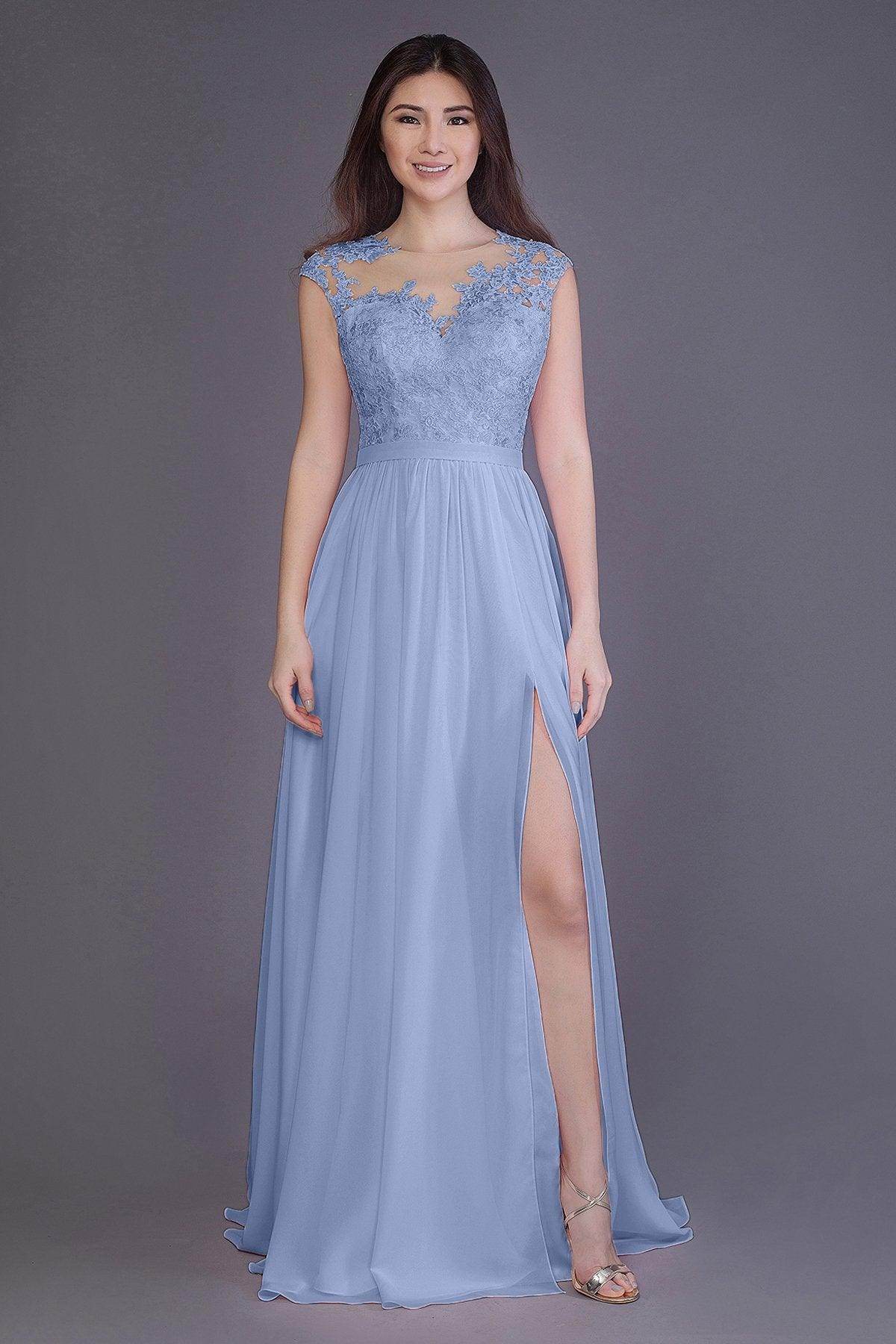 A-Line Floor Length Chiffon and Lace Bridesmaid Dress PR3554
