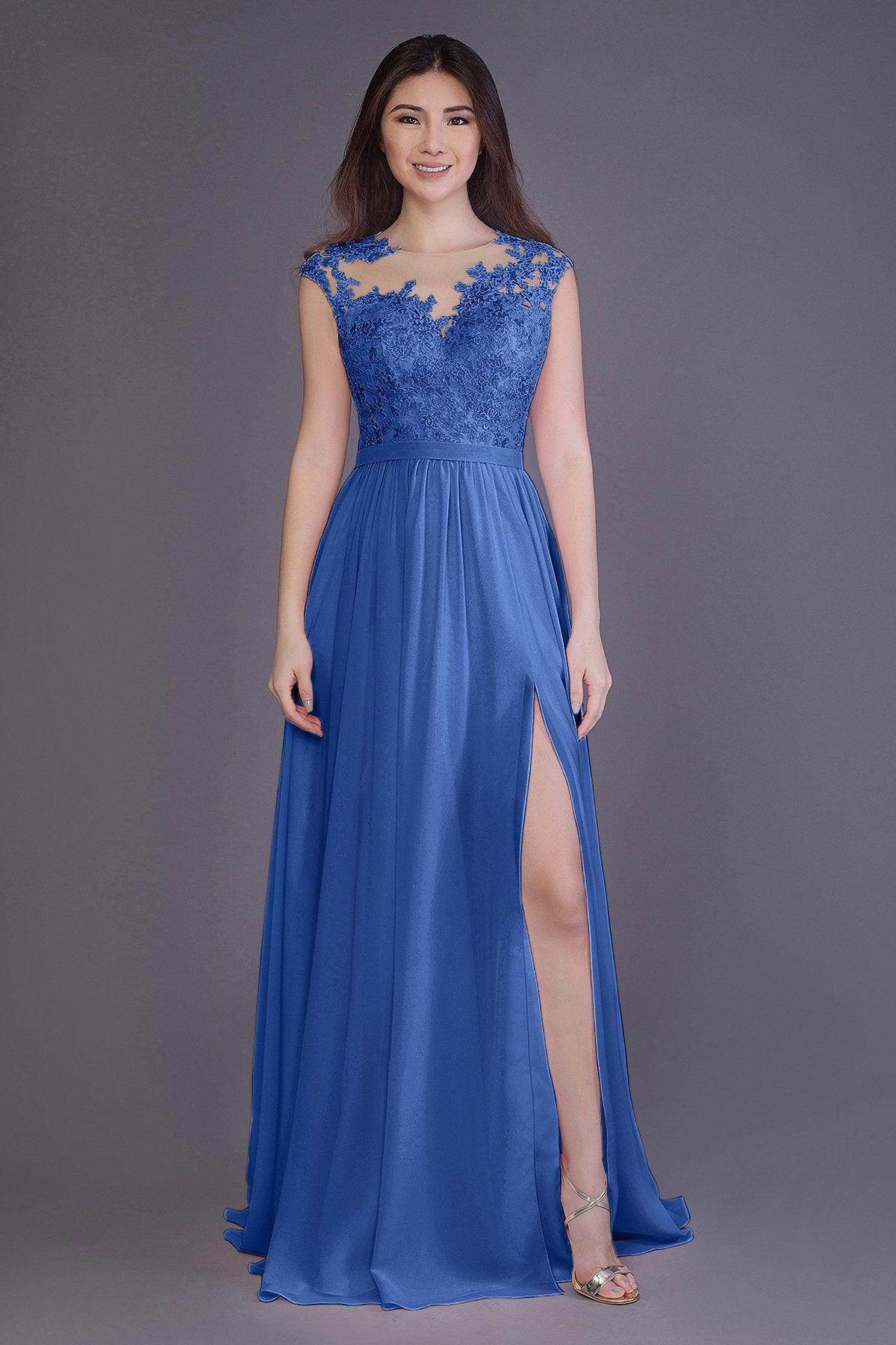 Sheath Floor Length Chiffon and Lace Bridesmaid Dress PR3554PS