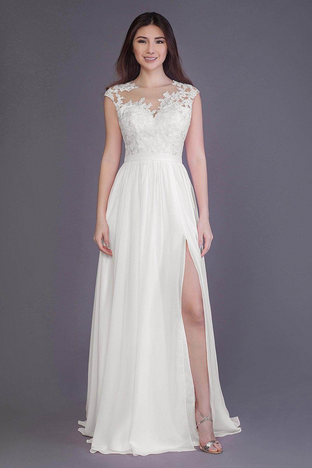 Sheath Floor Length Chiffon and Lace Bridesmaid Dress PR3554PS