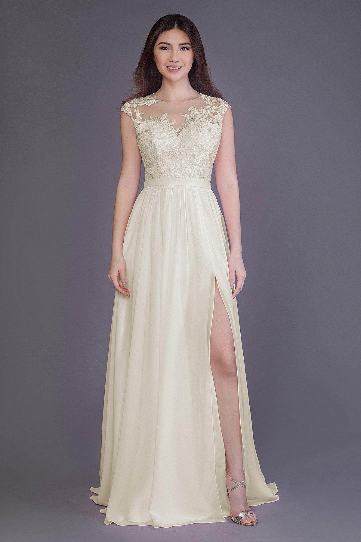 A-Line Floor Length Chiffon and Lace Bridesmaid Dress PR3554