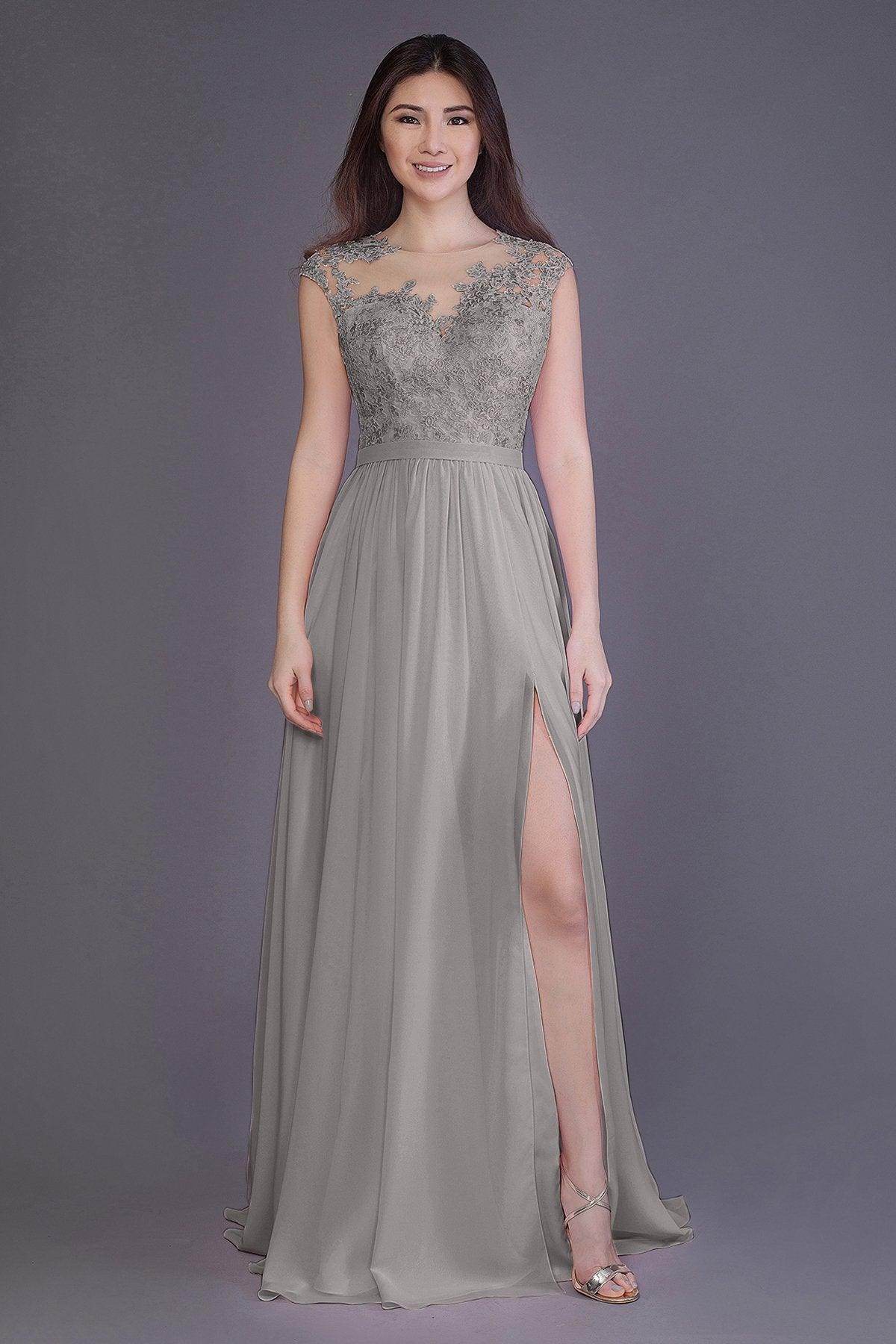 A-Line Floor Length Chiffon and Lace Bridesmaid Dress PR3554