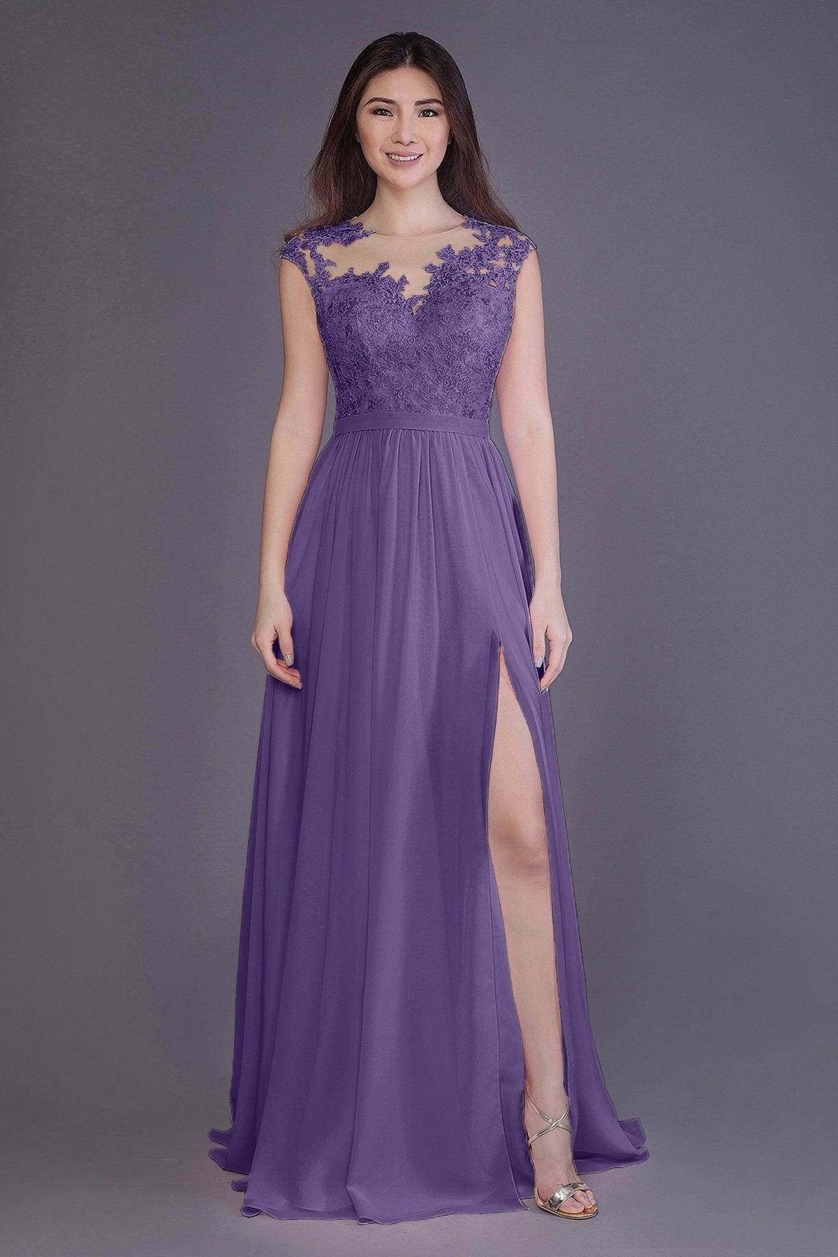 Sheath Floor Length Chiffon and Lace Bridesmaid Dress PR3554PS