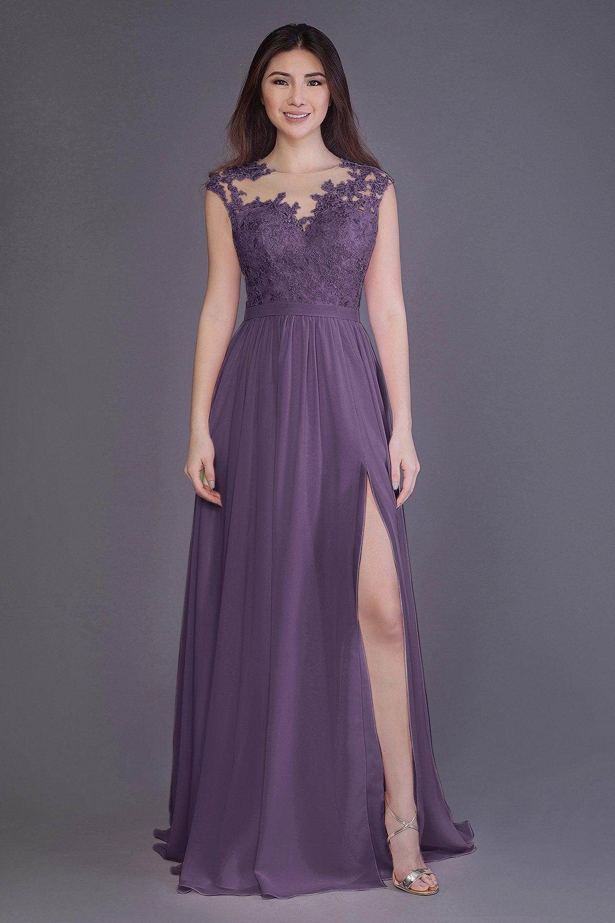 Sheath Floor Length Chiffon and Lace Bridesmaid Dress PR3554PS
