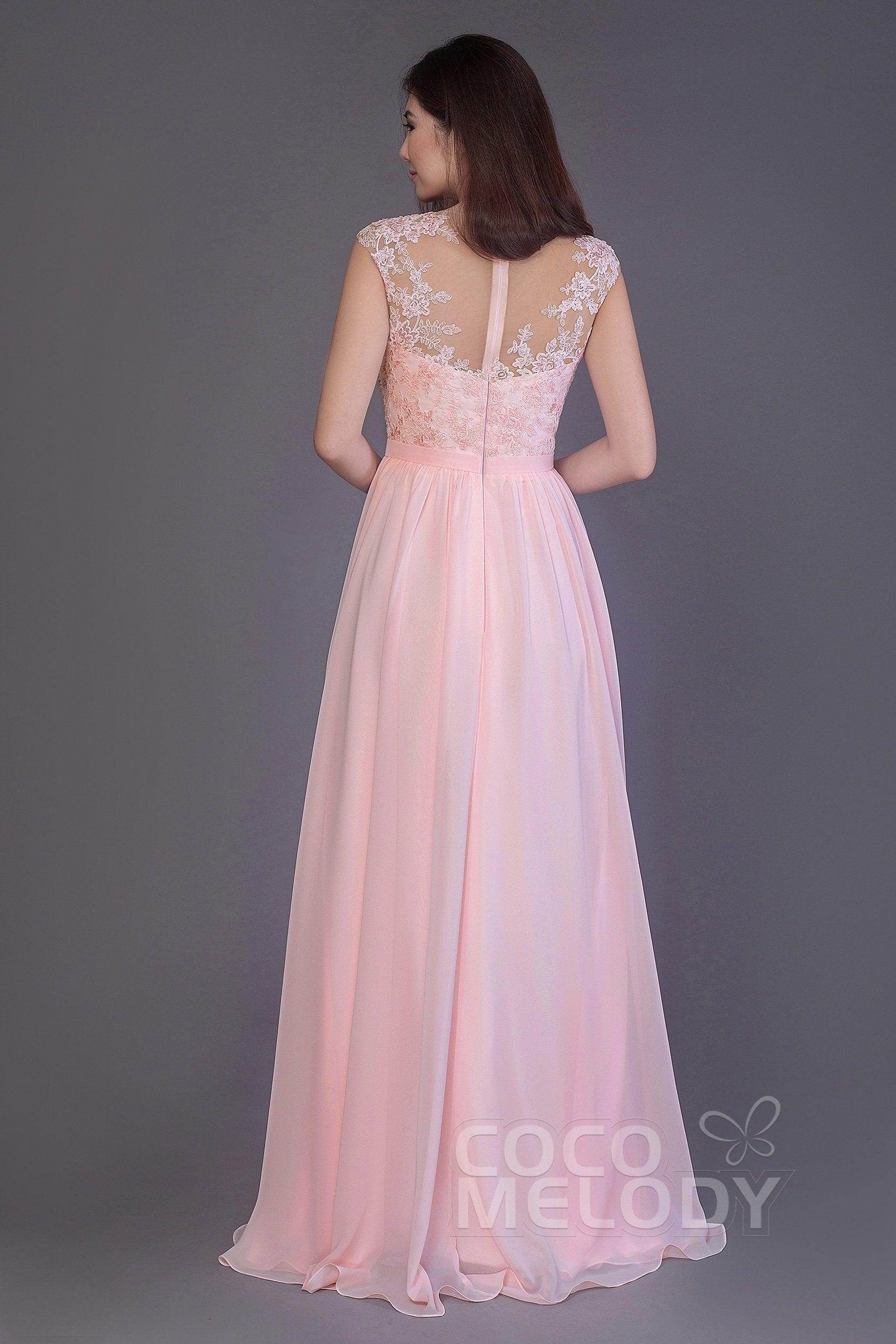 Sheath Floor Length Chiffon and Lace Bridesmaid Dress PR3554PS
