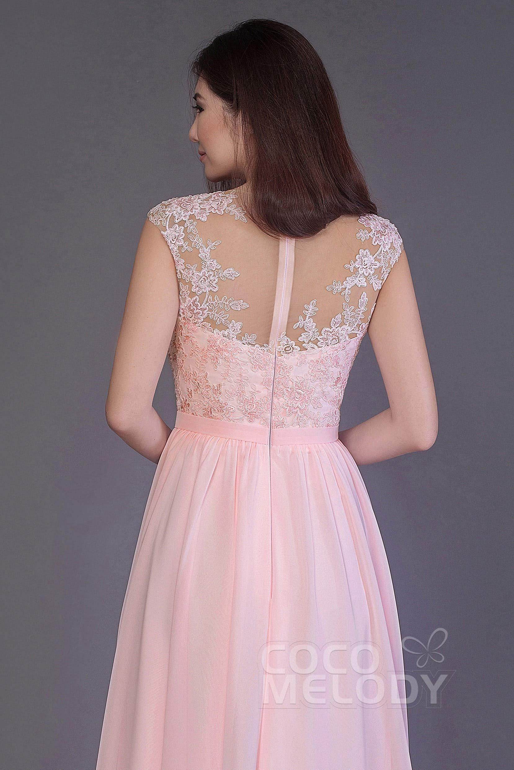 Sheath Floor Length Chiffon and Lace Bridesmaid Dress PR3554PS