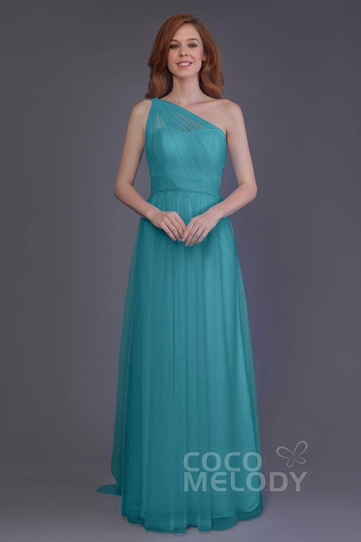 Sheath-Column Floor Length Tulle Bridesmaid Dress PR3556