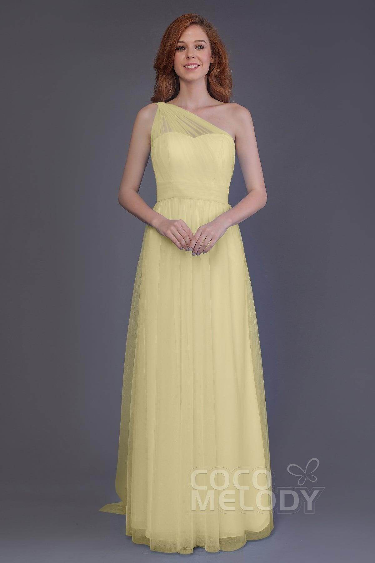 Sheath-Column Floor Length Tulle Bridesmaid Dress PR3556