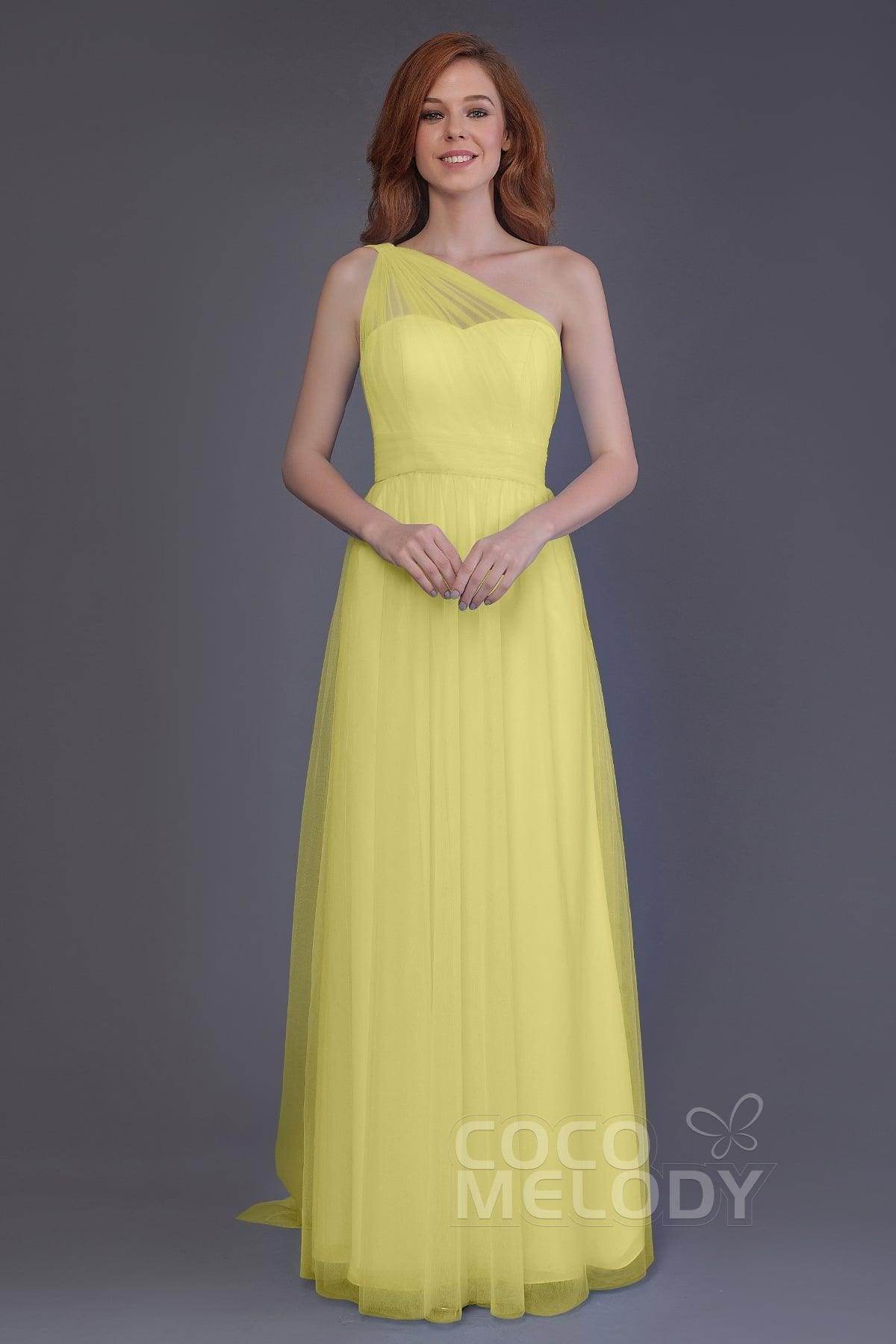 Sheath-Column Floor Length Tulle Bridesmaid Dress PR3556