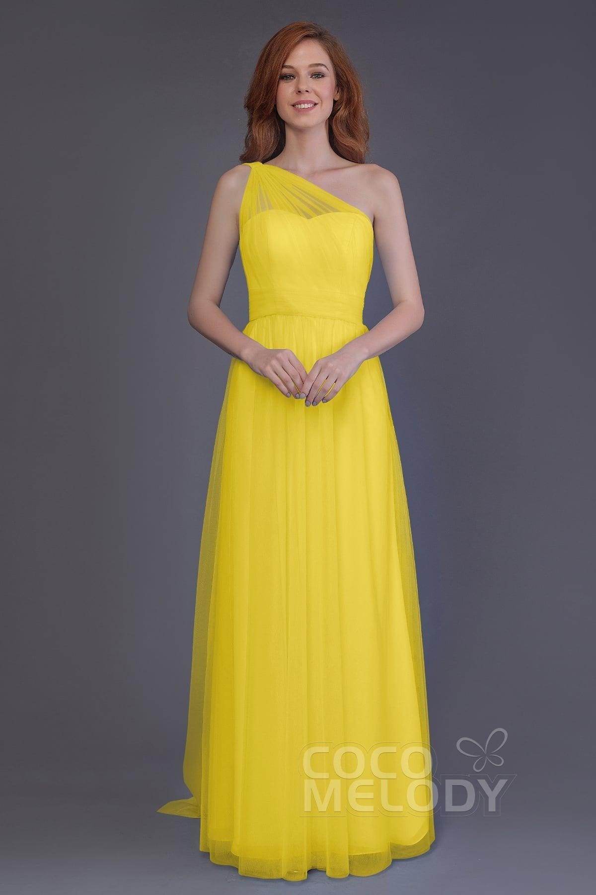 Sheath-Column Floor Length Tulle Bridesmaid Dress PR3556