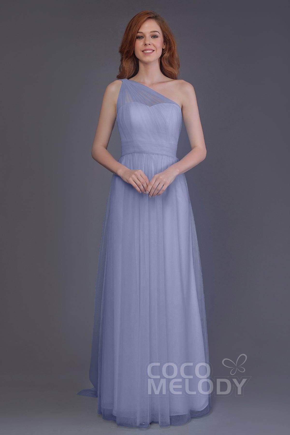 Sheath-Column Floor Length Tulle Bridesmaid Dress PR3556