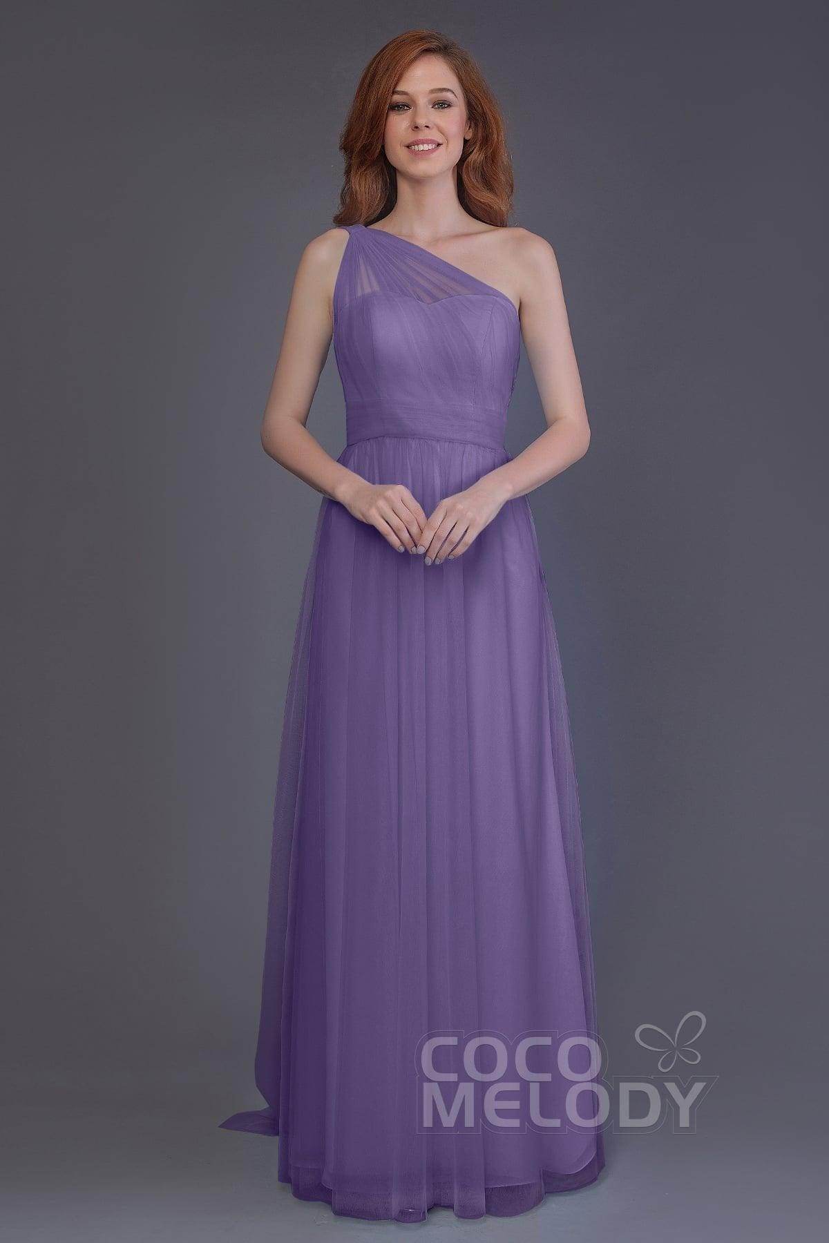 Sheath-Column Floor Length Tulle Bridesmaid Dress PR3556