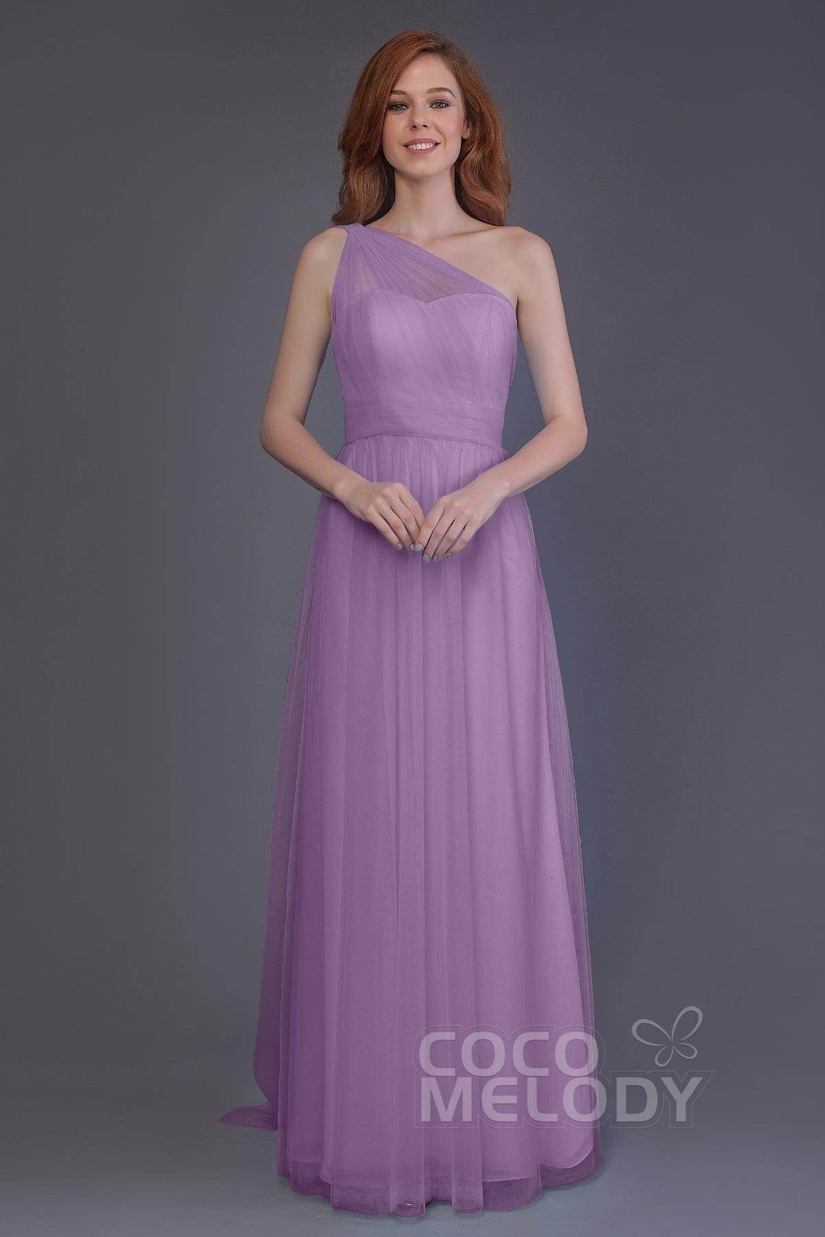 Sheath-Column Floor Length Tulle Bridesmaid Dress PR3556