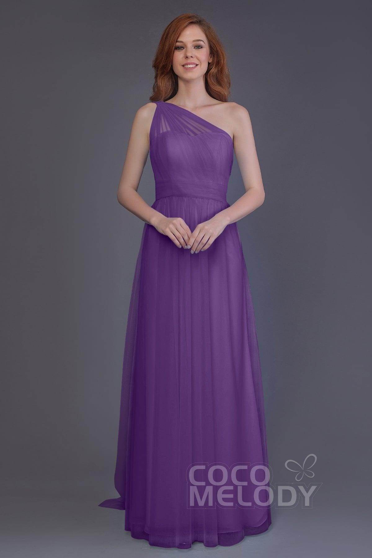 Sheath-Column Floor Length Tulle Bridesmaid Dress PR3556