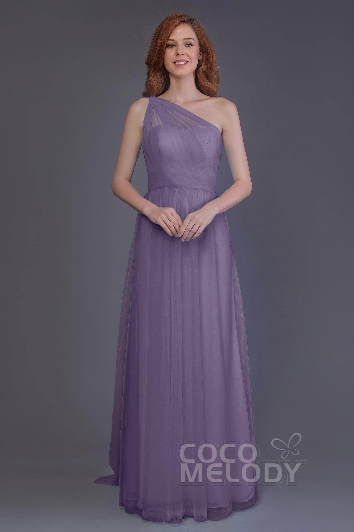Sheath-Column Floor Length Tulle Bridesmaid Dress PR3556