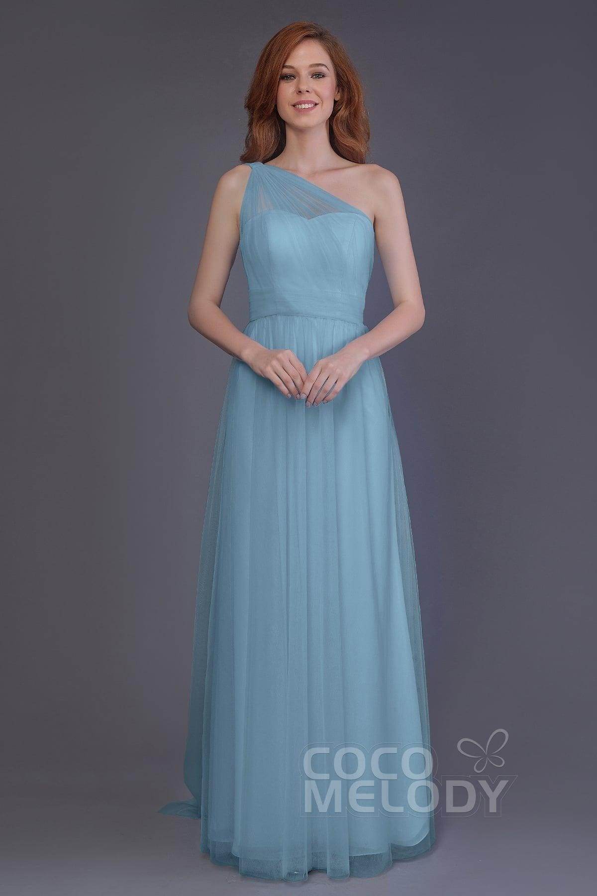 Sheath-Column Floor Length Tulle Bridesmaid Dress PR3556